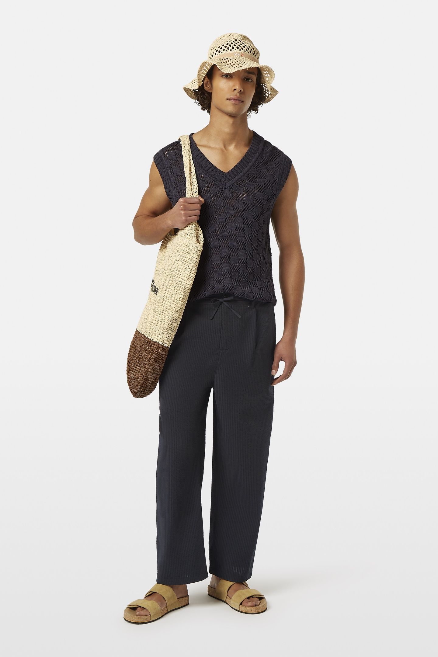 PLEATED RELAXED STRAIGHT COTTON-BLEND SEERSUCKER JOGGER WASH 3