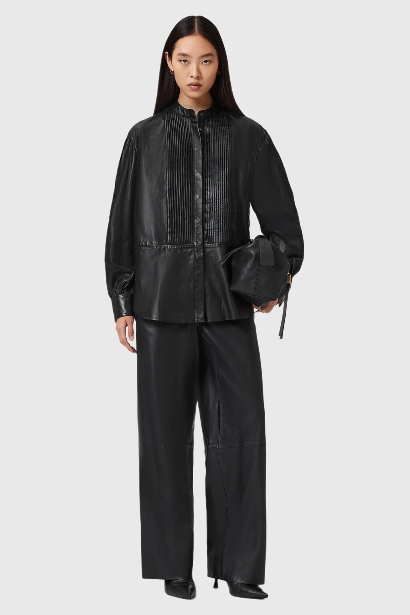 SARA PLEAT SHIRT BLACK 1