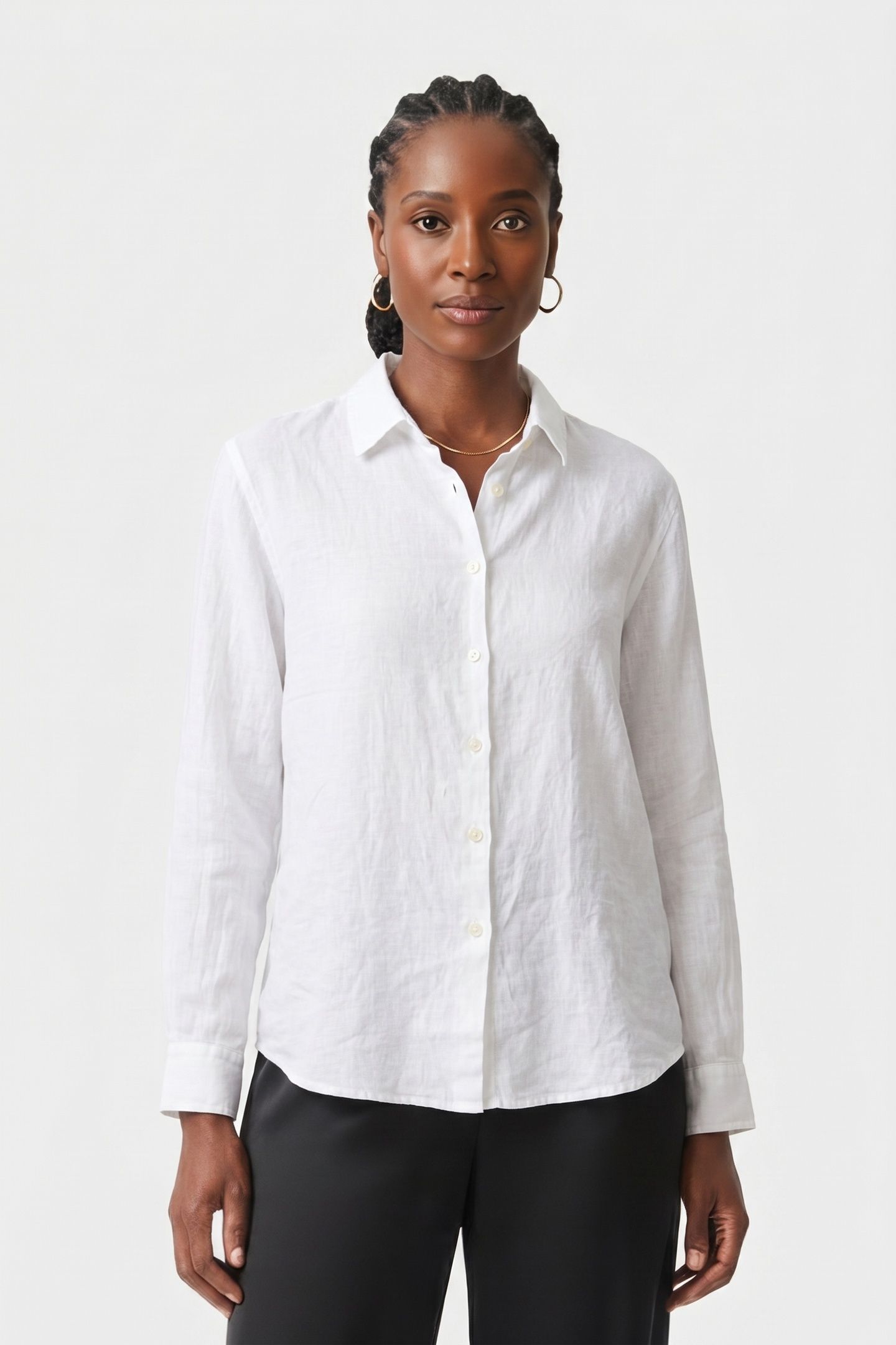 LINEN PLAIN OVERSHIRT WHITE 1