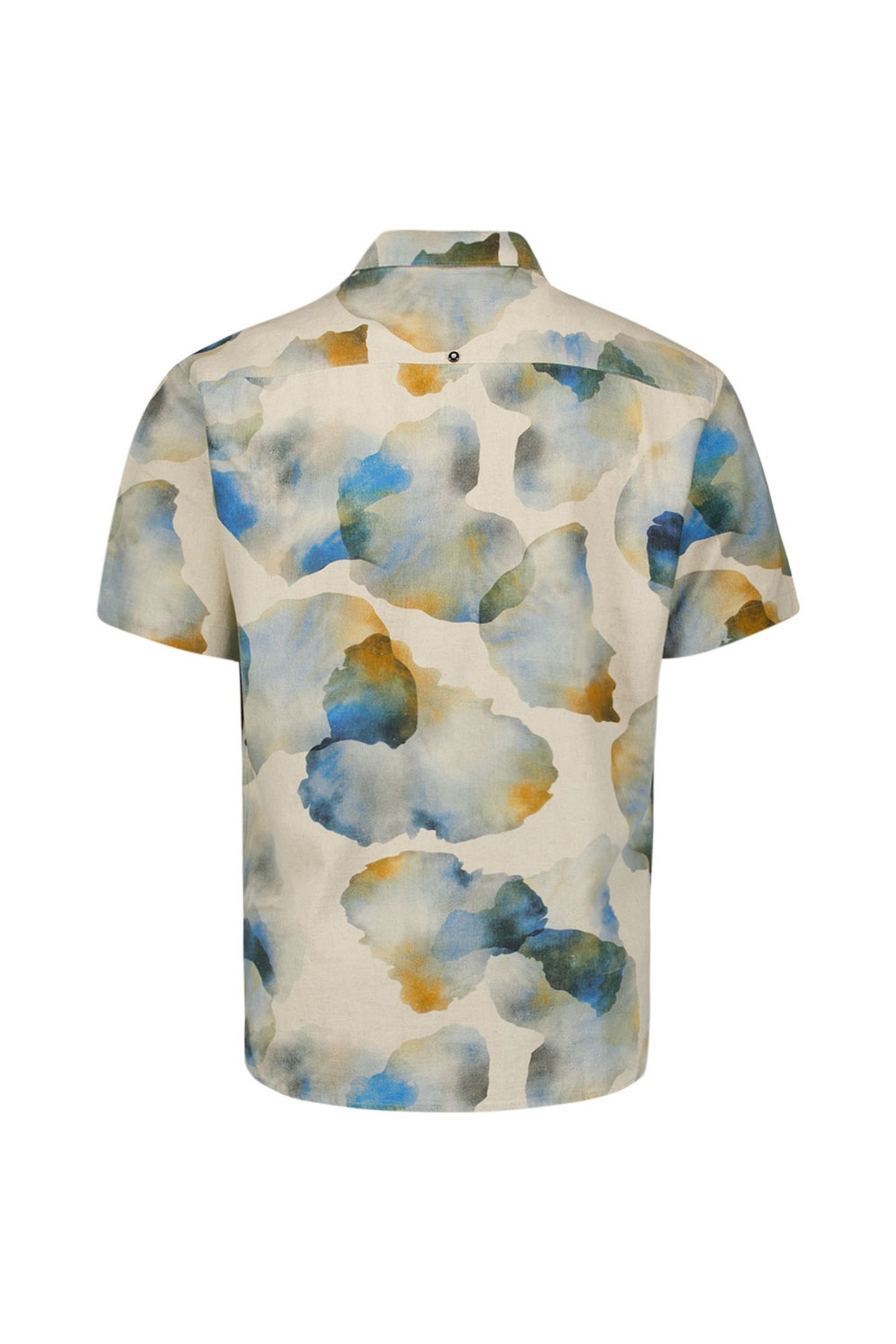 SHIRT SHORT SLEEVE REVERS COLLAR ALLOVER PRINTED WITH LINEN 5