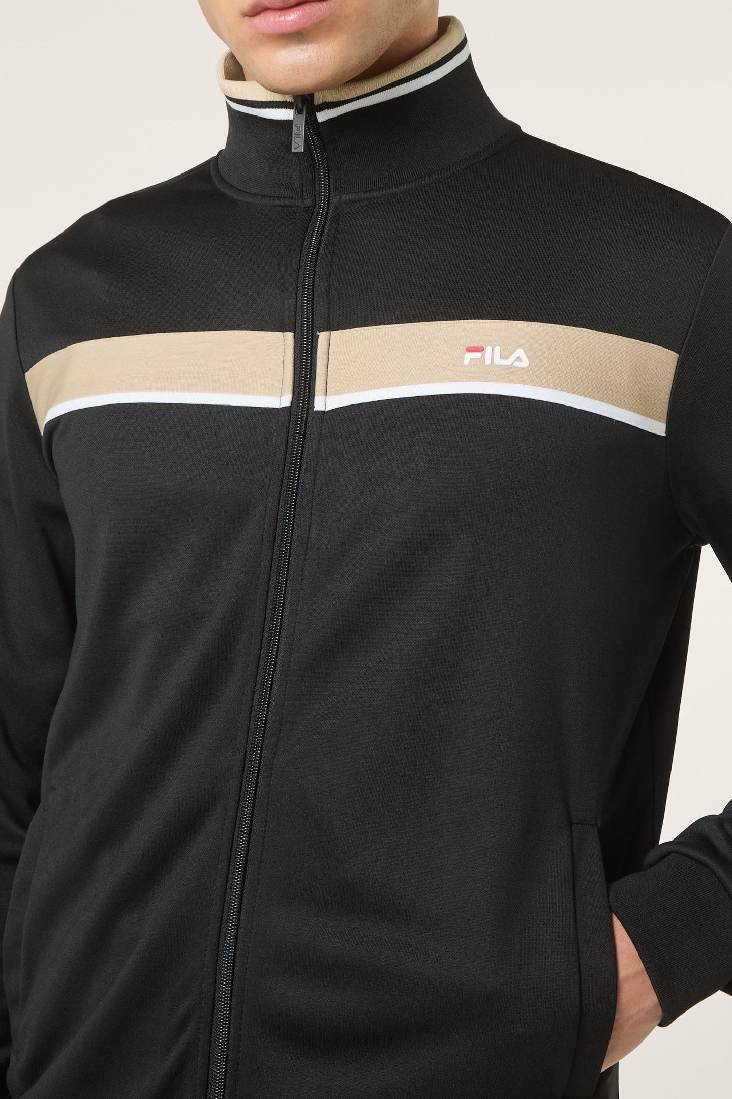 SAGANO REGULAR TAPED TRACK JACKET BLACK-WHITE PEPPER 6