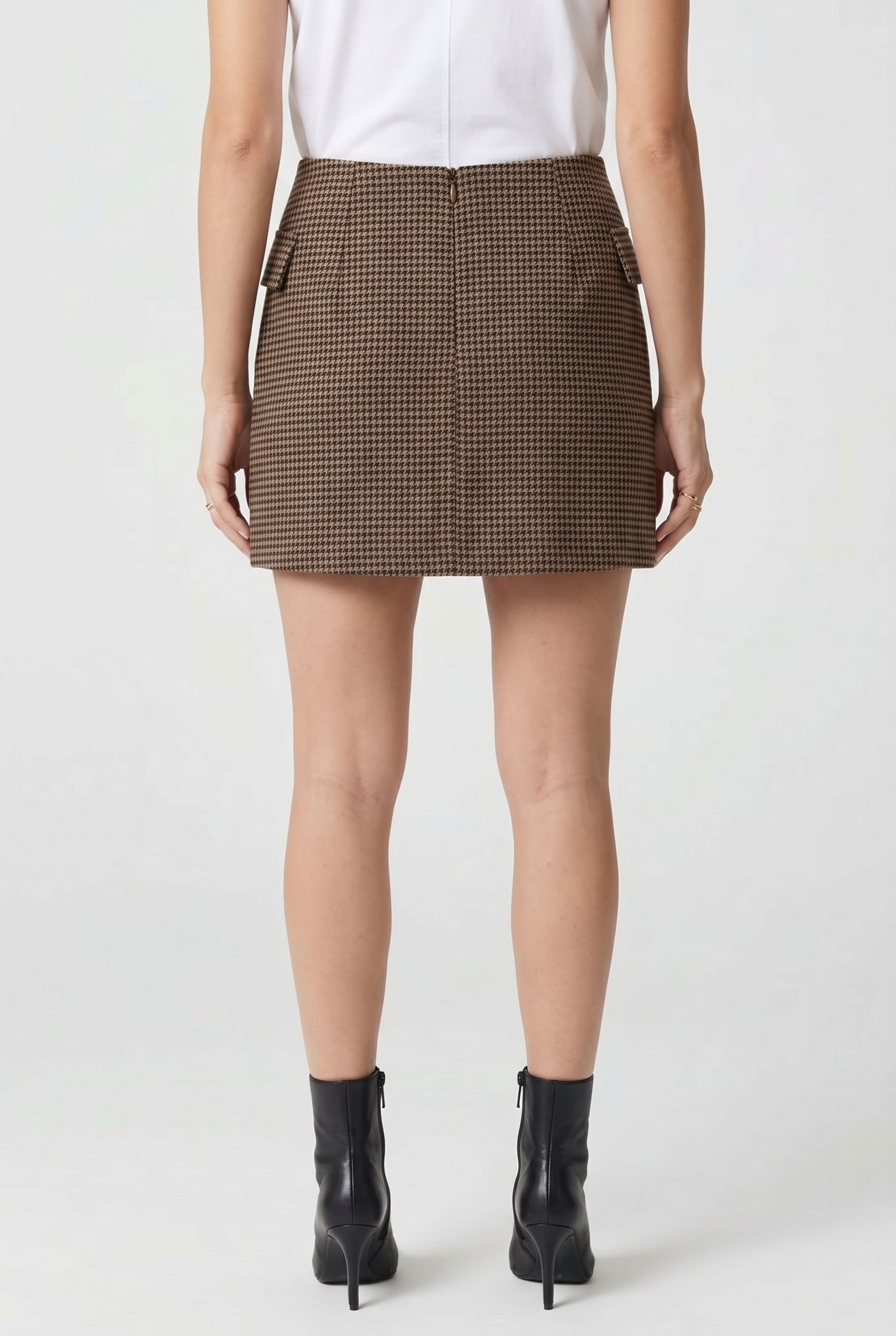 HOUNDSTOOTH SKIRT BROWN 2