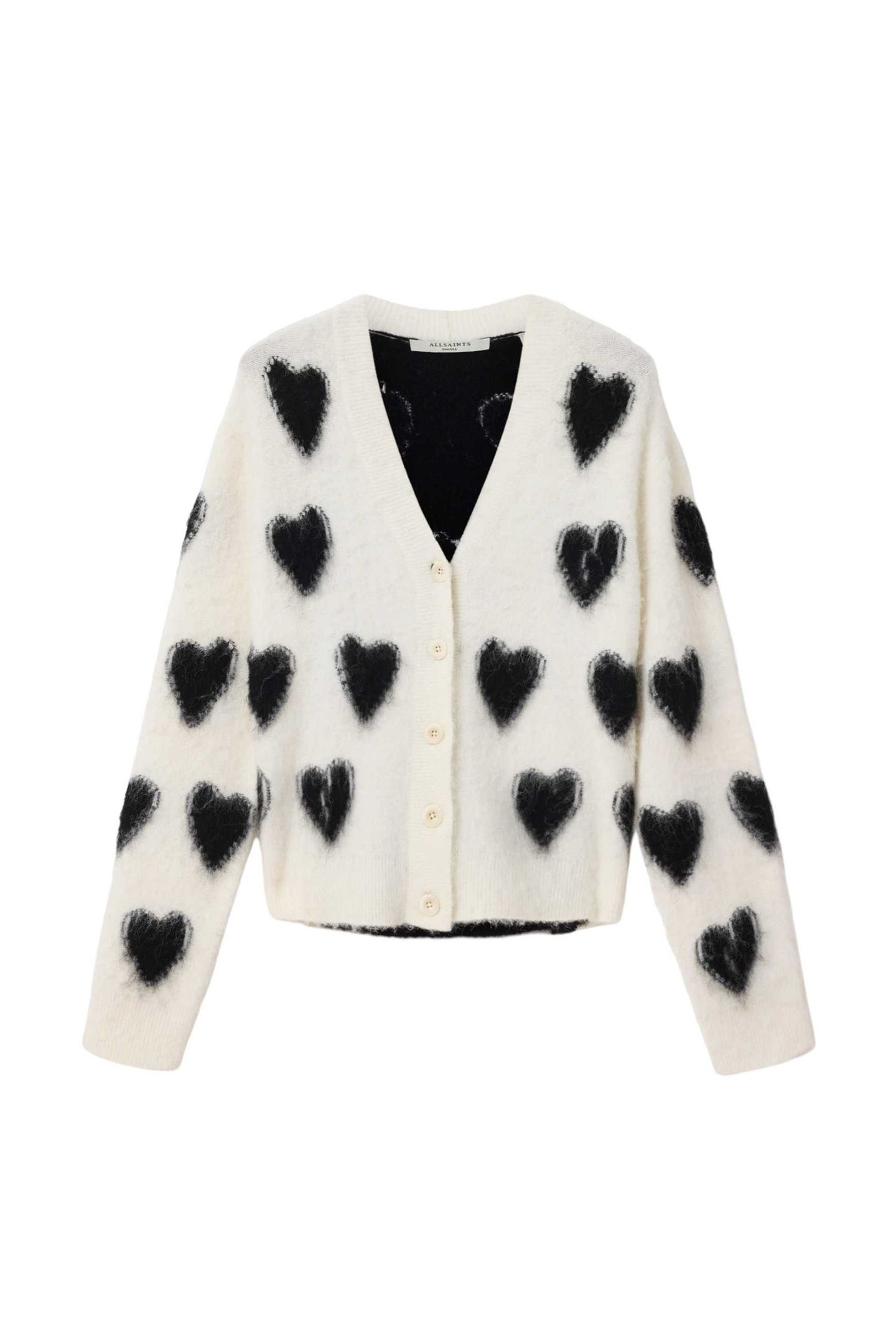 SCATTER HEART CARDI CHALK WHITE/BLACK 6