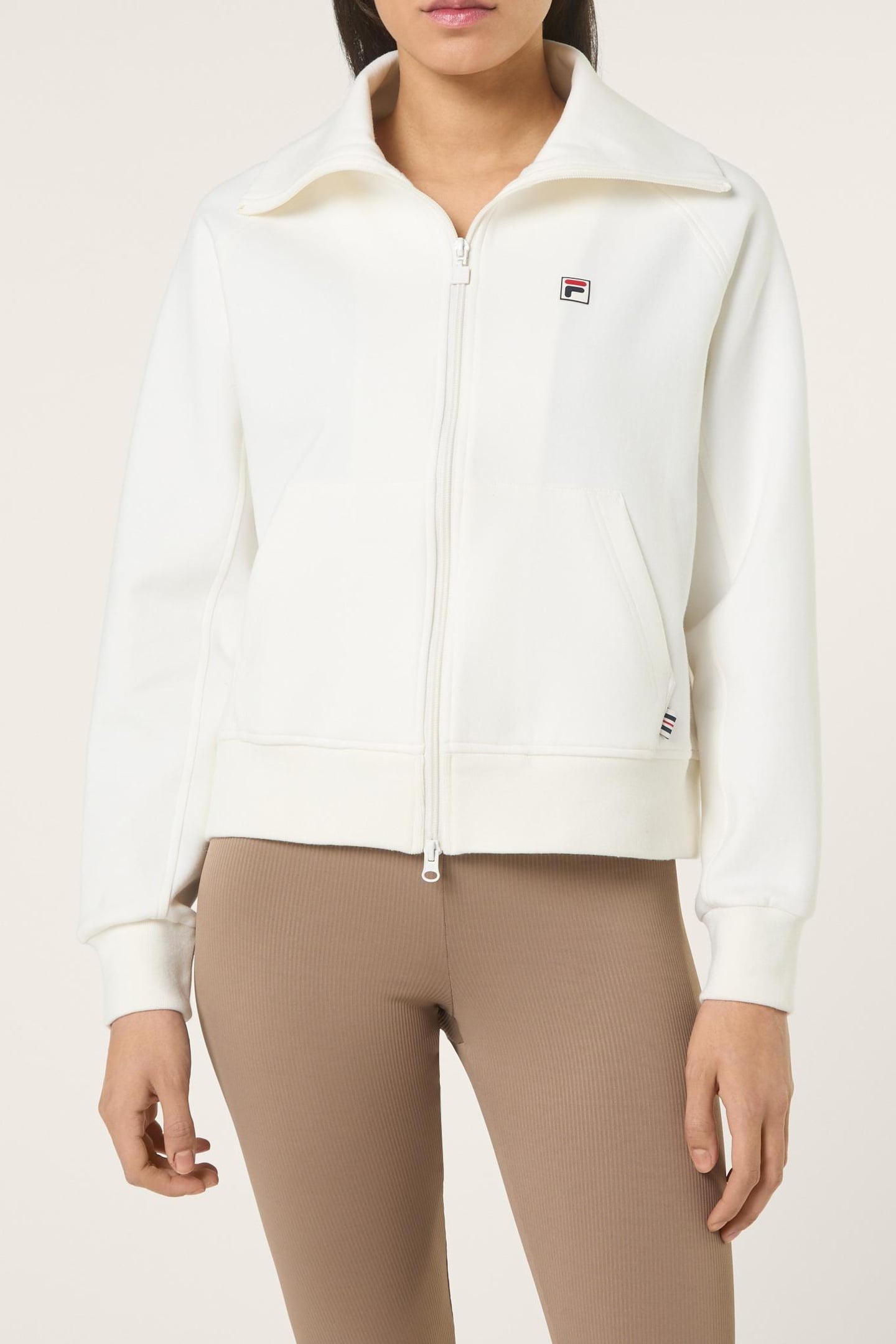 MONTELORO RELAXED HIGH COLLAR SCUBA JACKET EGRET 1