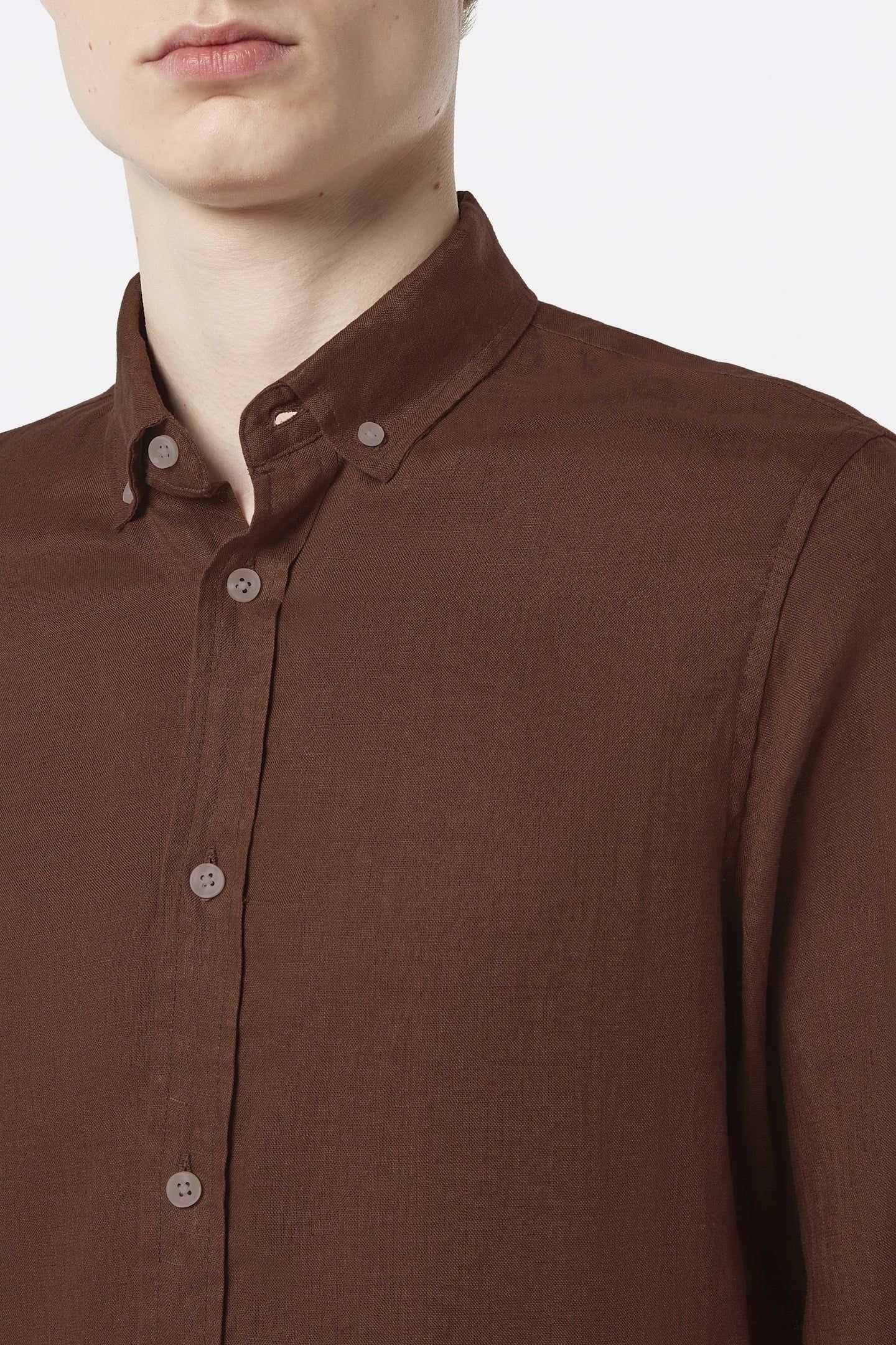 SEASONAL CORE - REGULAR FIT LINEN SHIRT COLD BREW 7