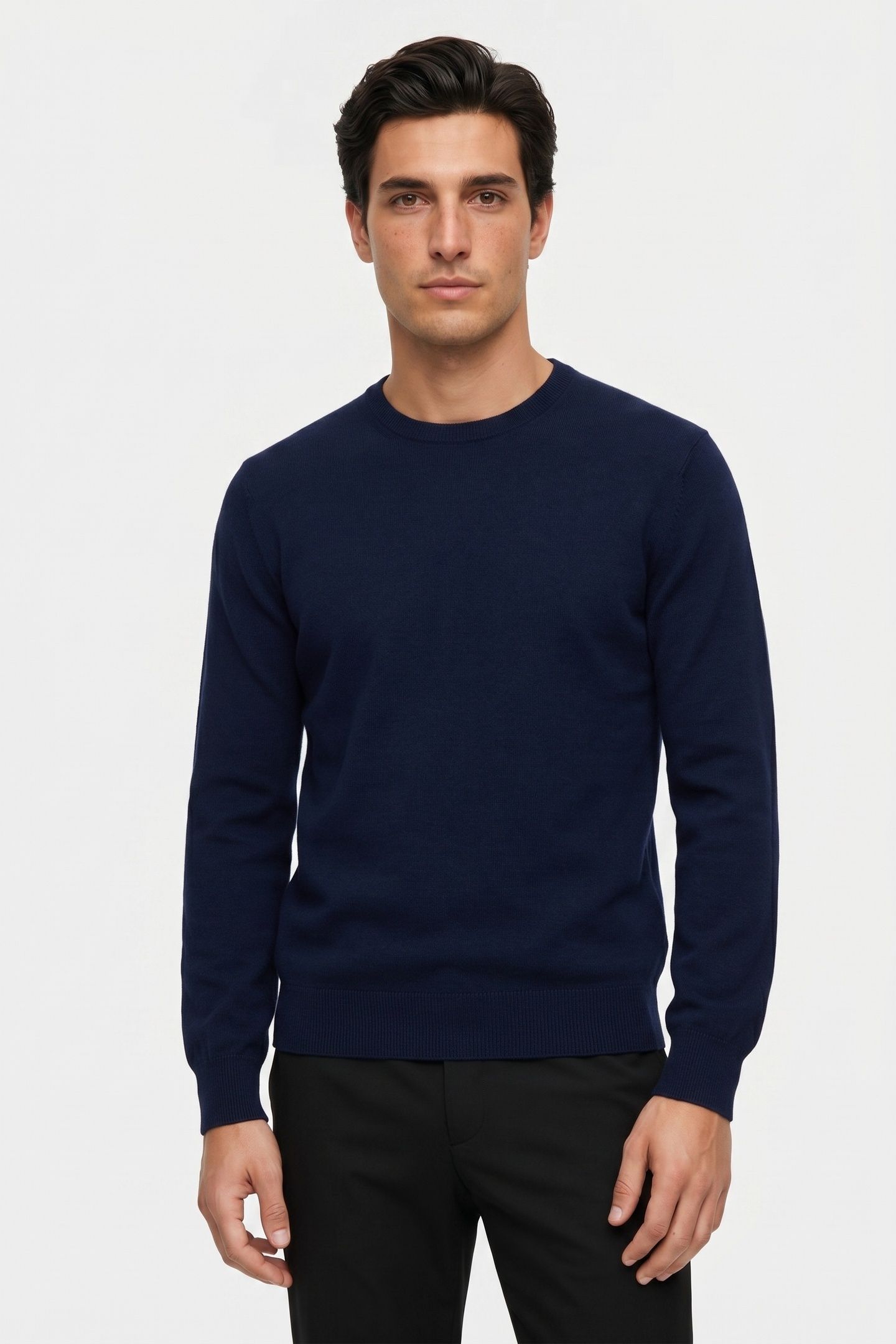 MERINO WOOL CREW-NECK SWEATER NAVY 1
