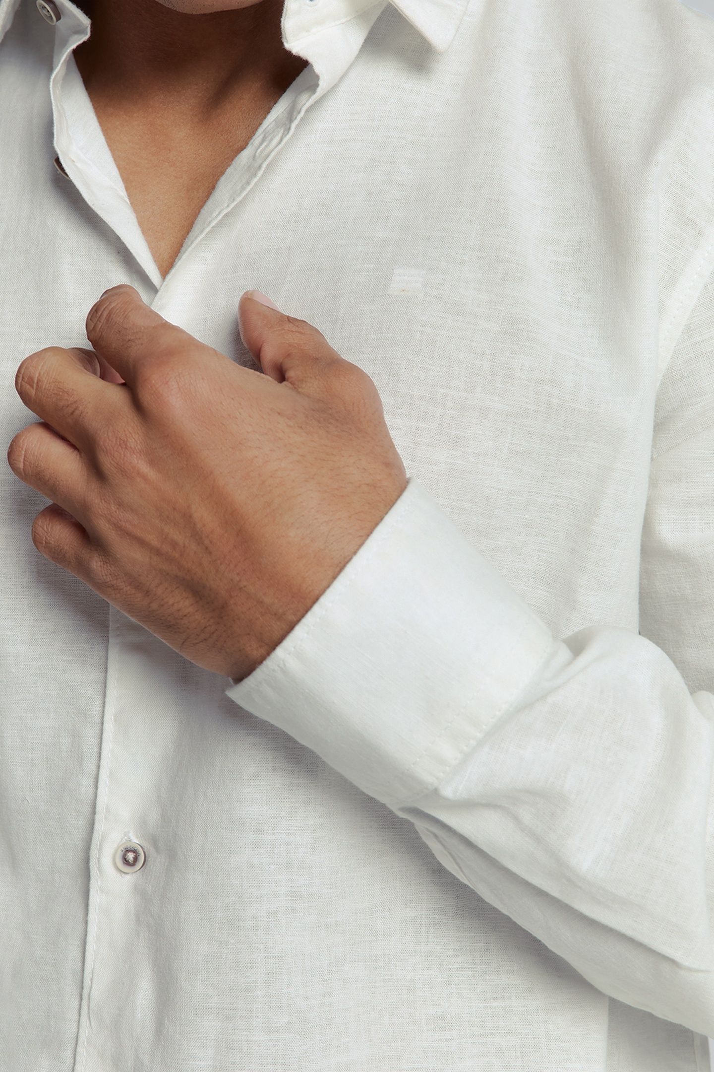 SHIRT SOLID WITH LINEN WHITE 7