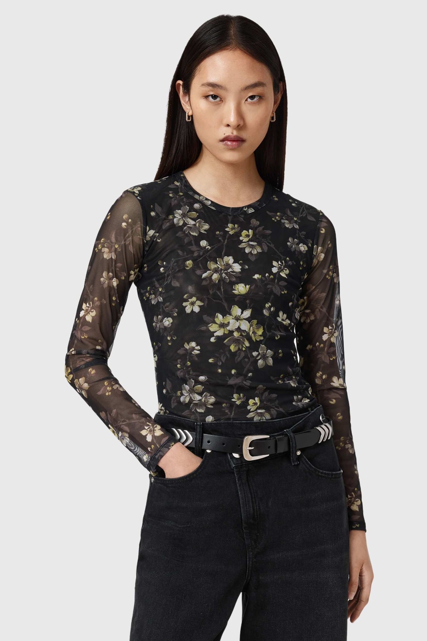 ELLIE MESH LS TEE VINE BLACK 4