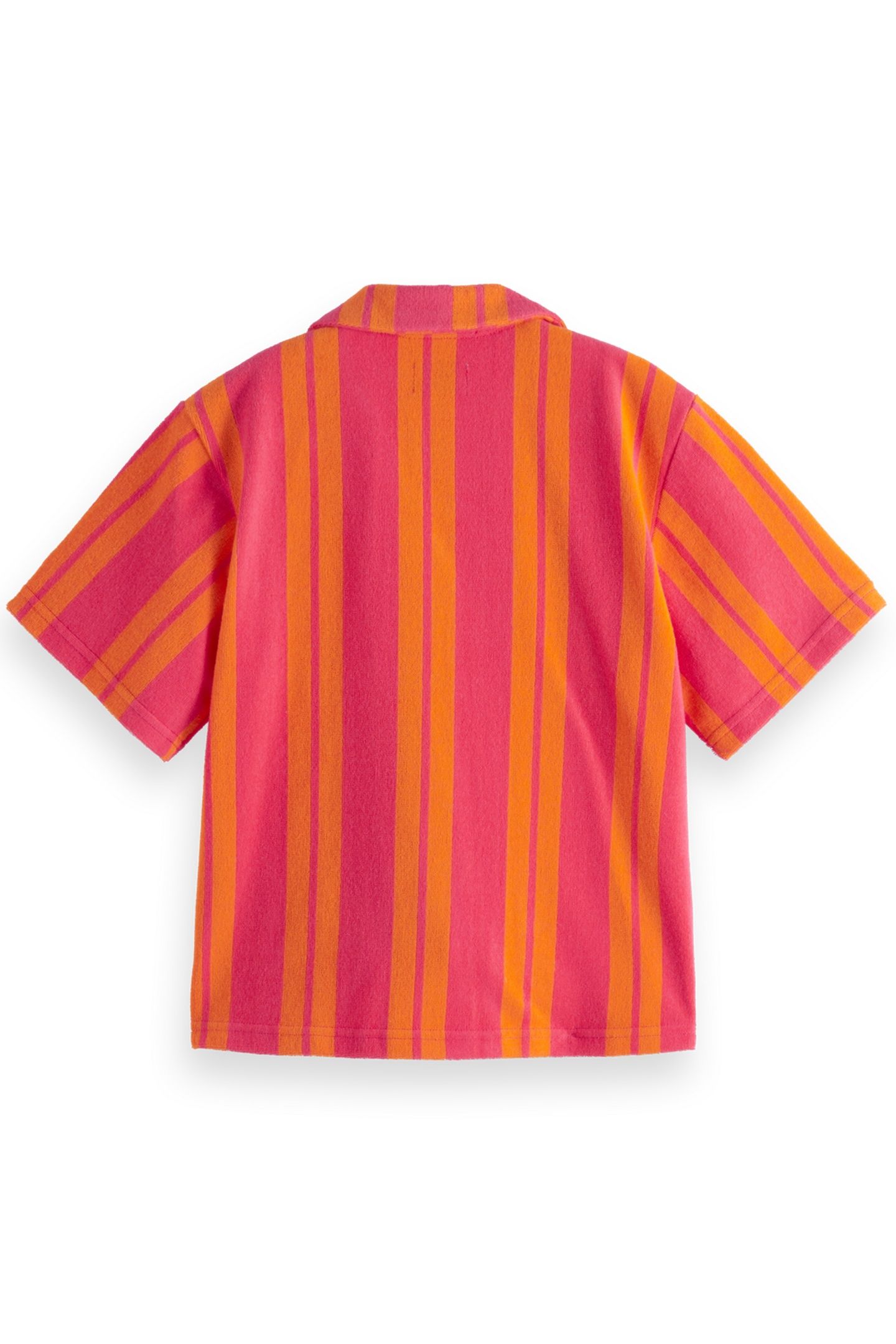 GIRL SHORT-SLEEVED TOWELLING CAMP SHIRT ELECTRIC PINK/ ORANG 2