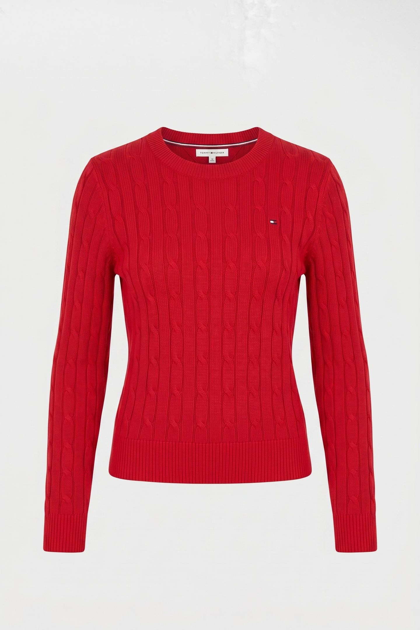 COTTON CABLE MID CREW NECK PRIMARY RED 3
