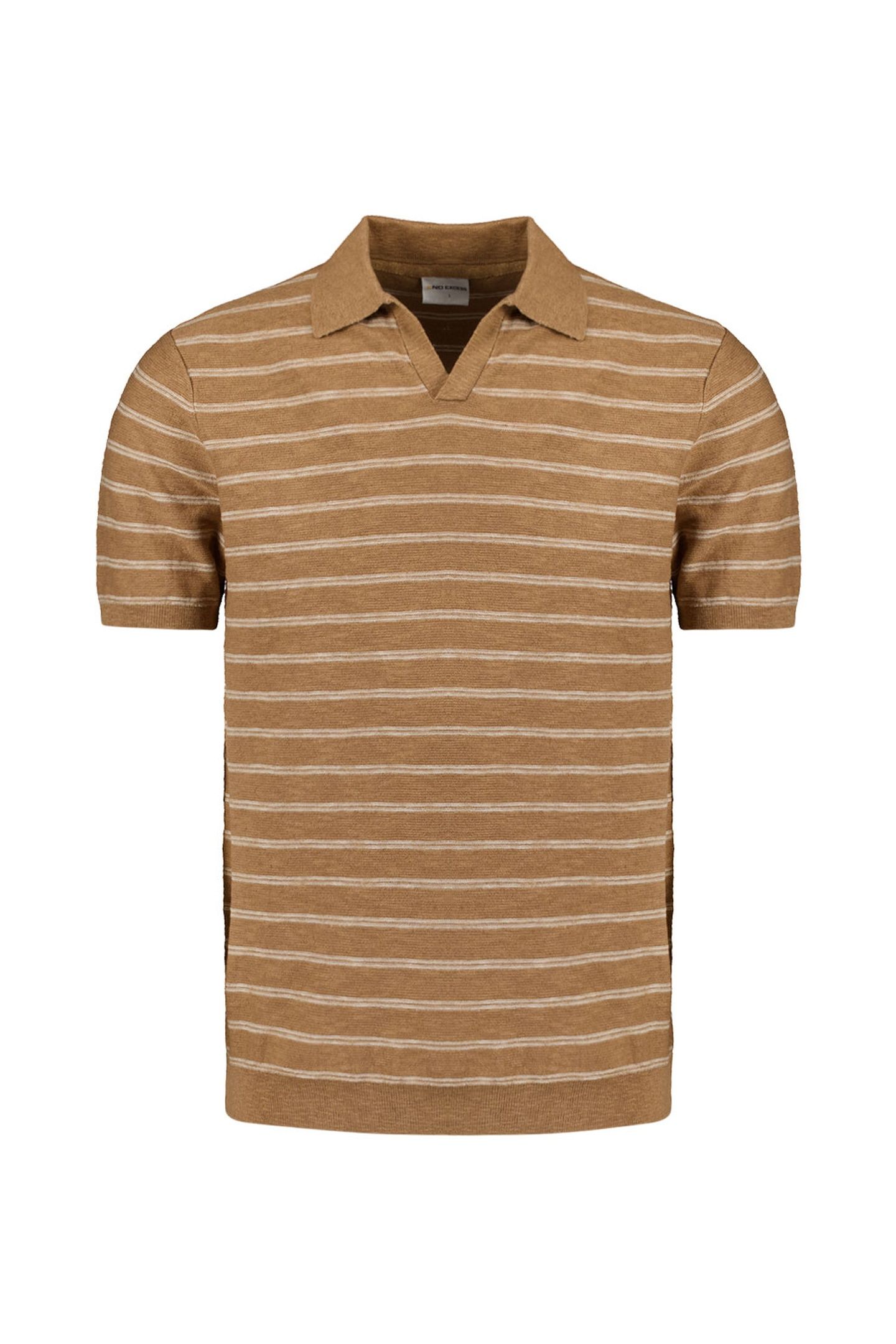 PULLOVER SHORT SLEEVE POLO V STRIPES WITH LINEN KHAKI 1