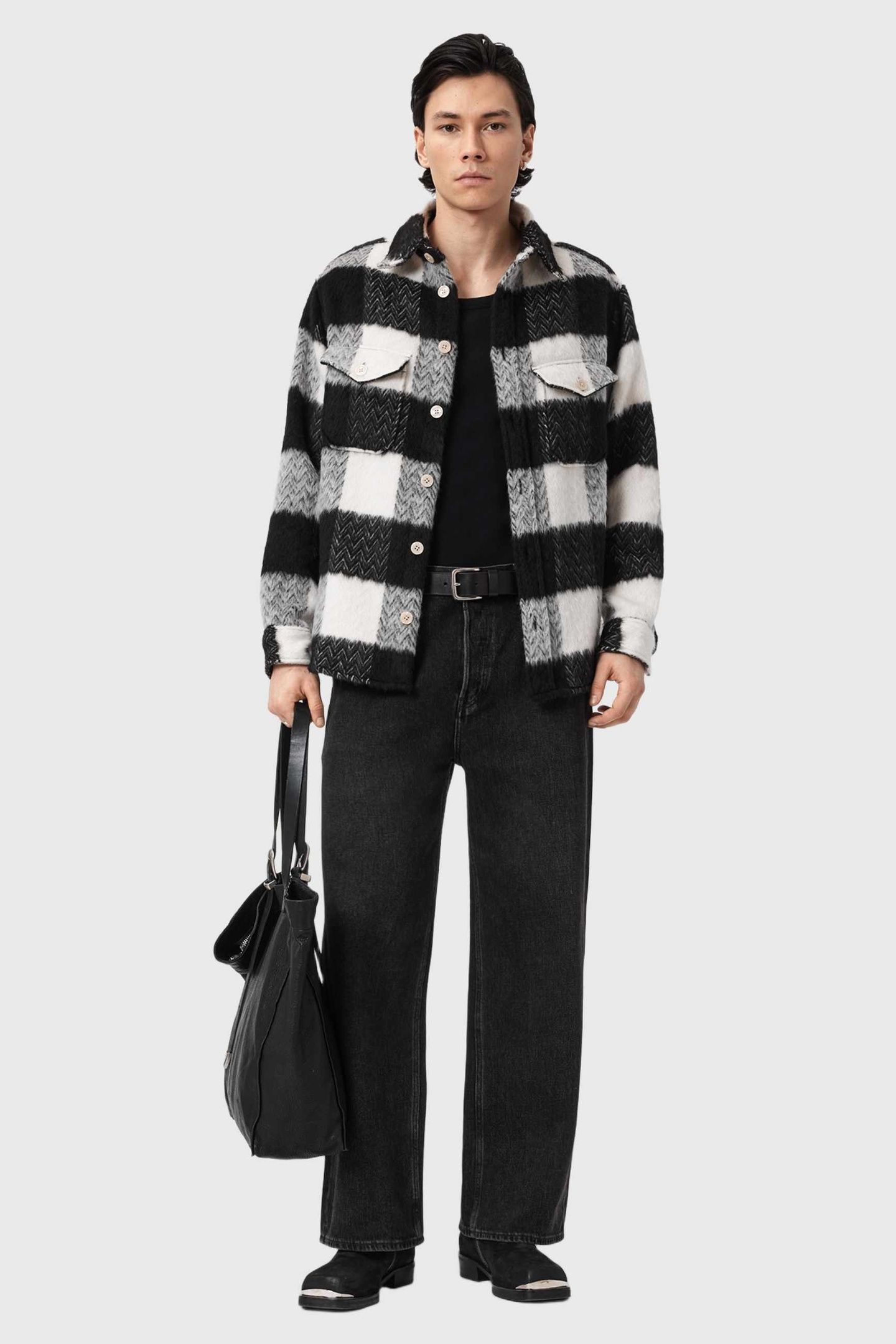 RIVER LS SHIRT BLACK/WHITE 1