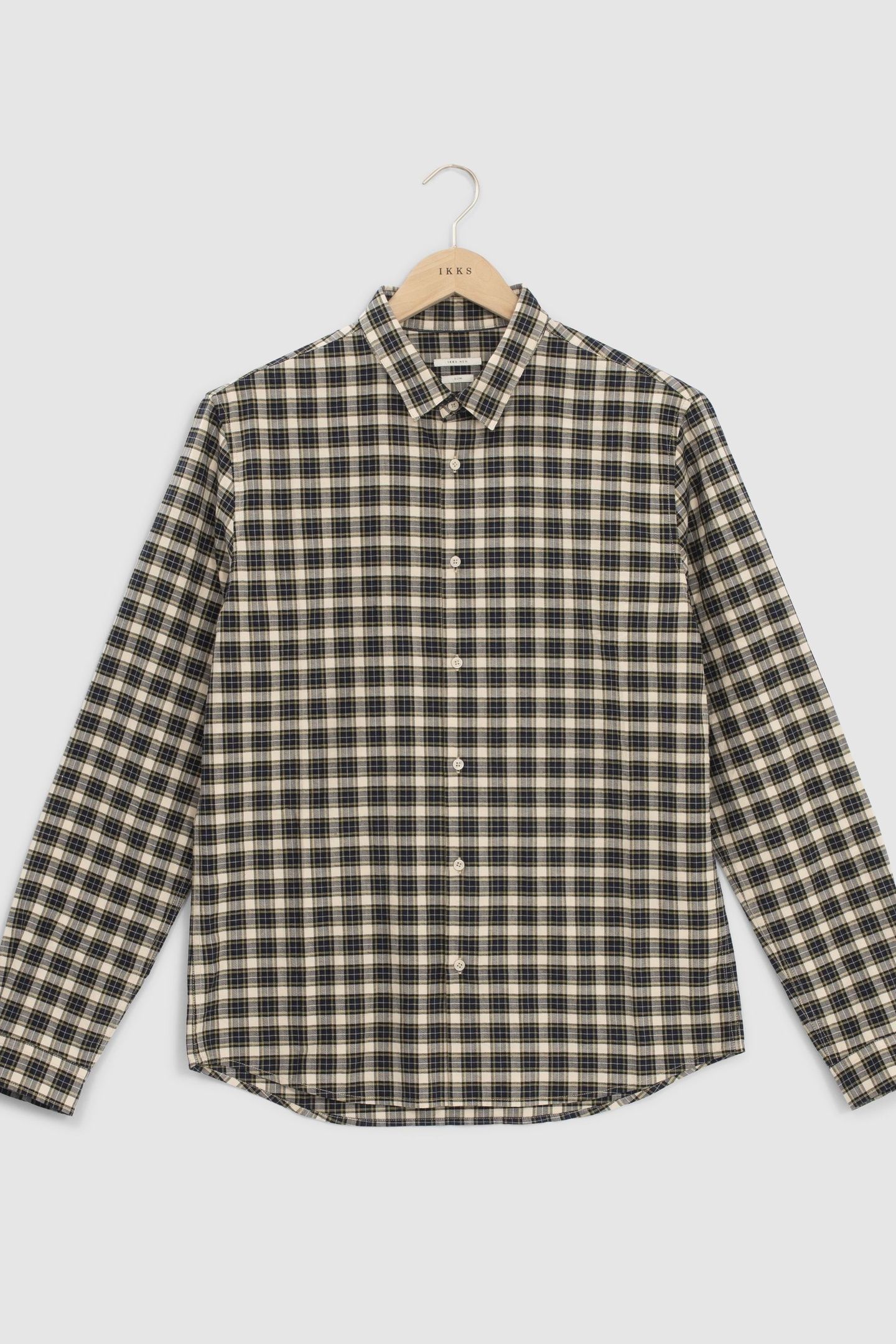 NAVY CHECKED SLIM SHIRT 4