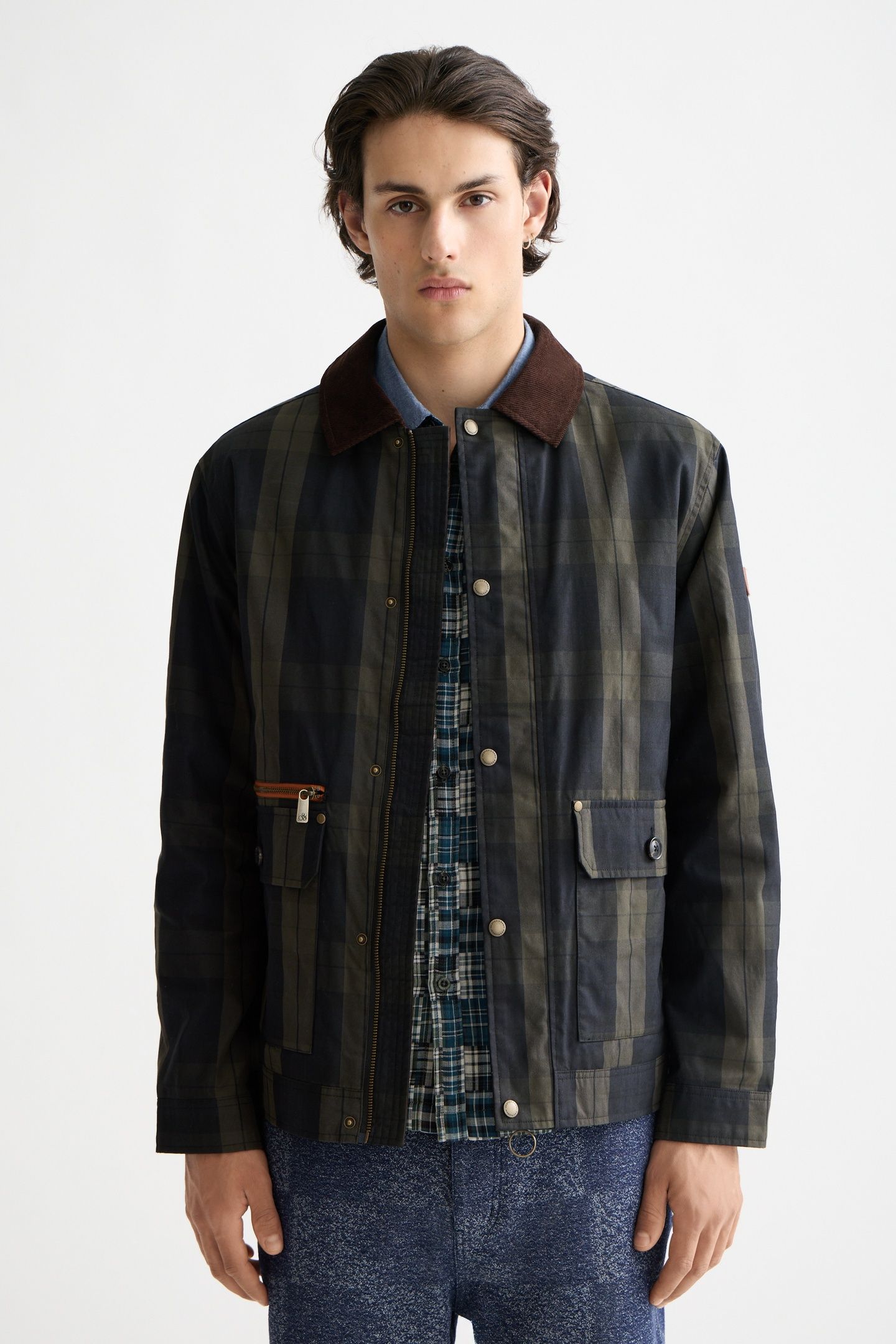WAX COTTON JACKET BLACKWATCH CHECK 1