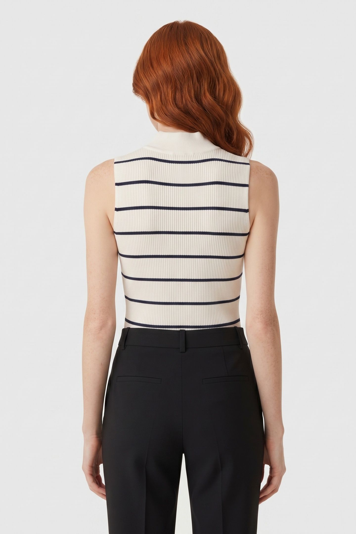 HIGH NECK RIBBED TOP WHITE 2
