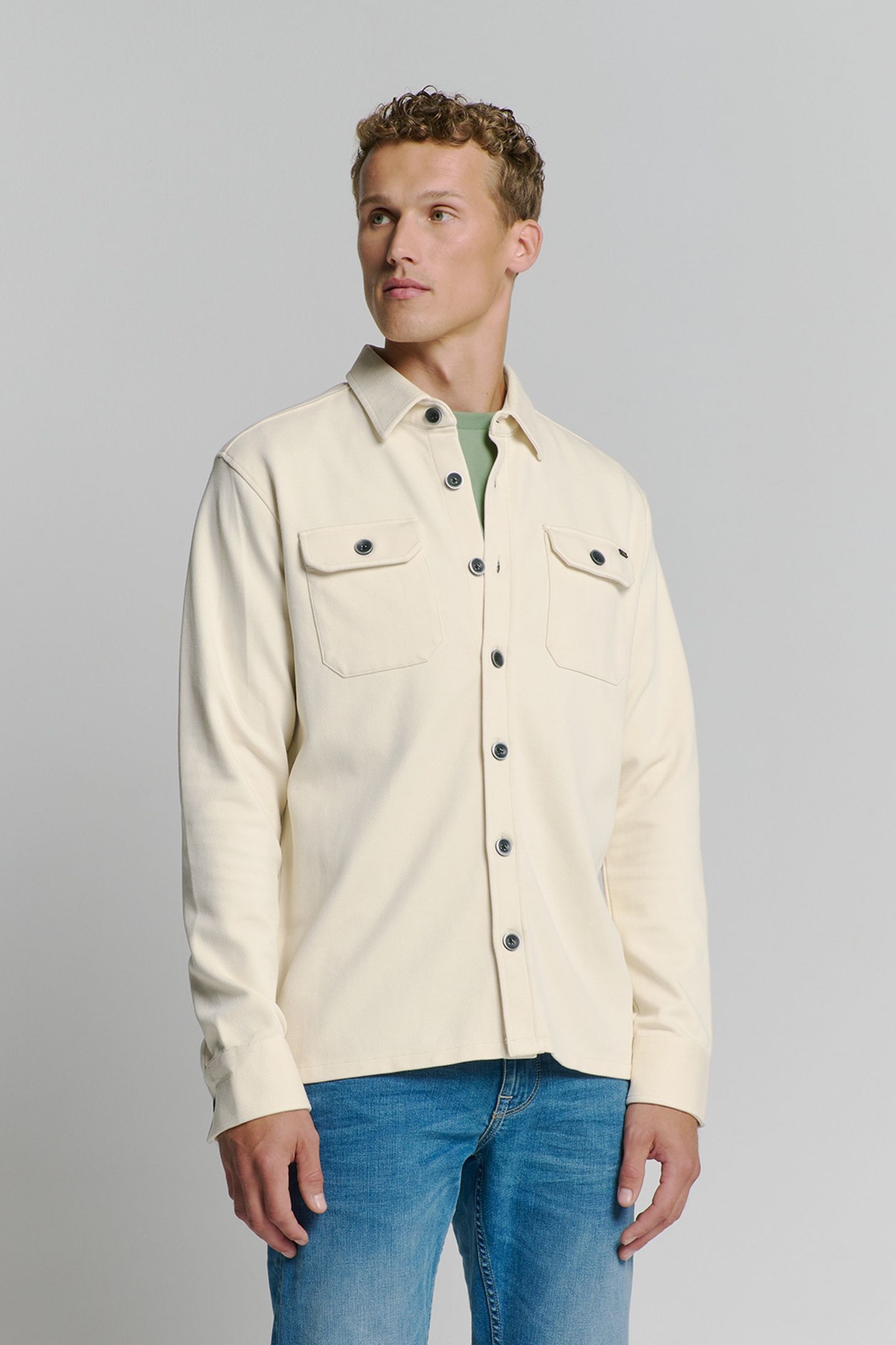 OVERSHIRT BUTTON CLOSURE SWEAT CHALK 3