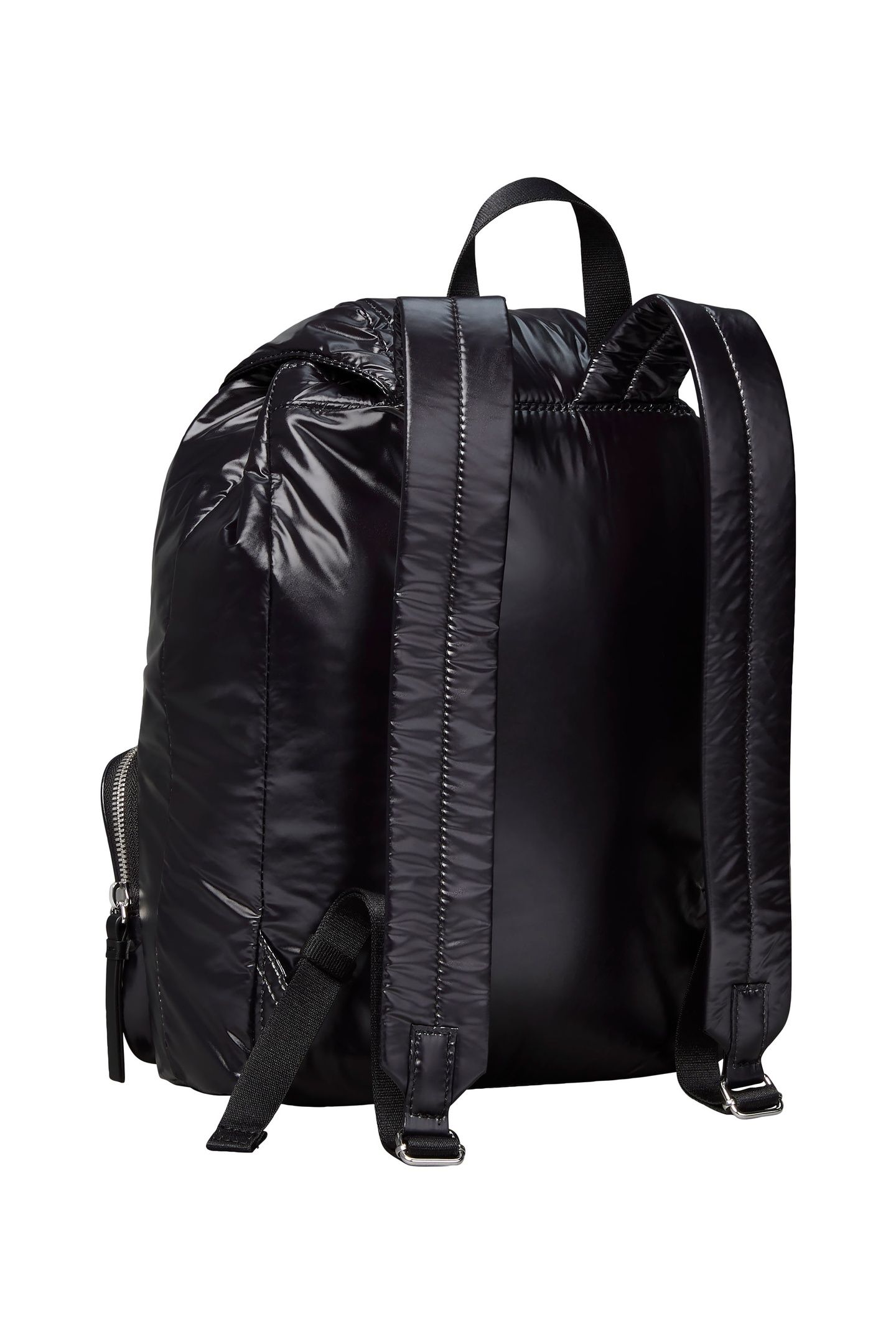 POCKET NYLON FLAP BACKPACK BLACK 3
