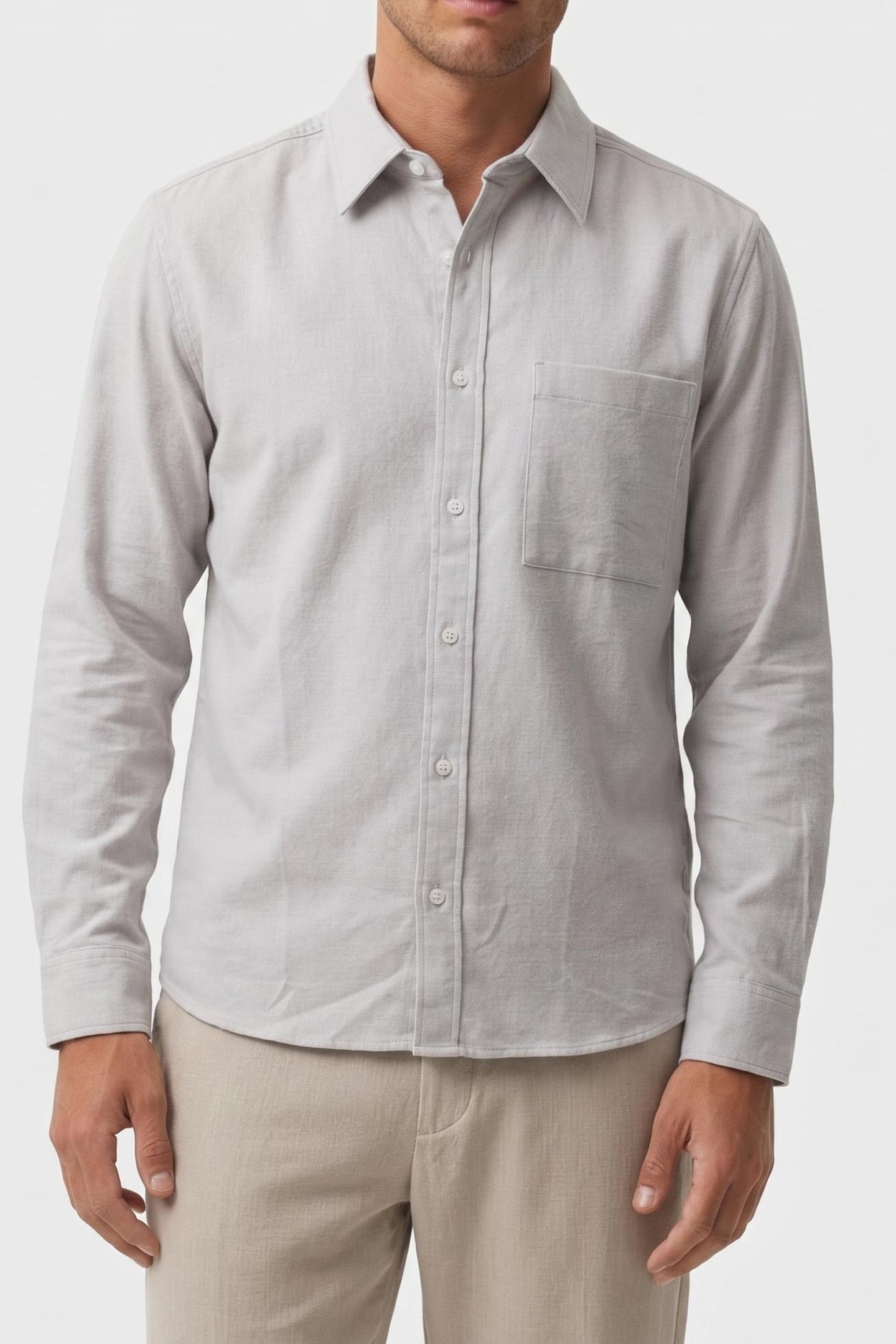 LS MELANGE FLANNEL SHIRT HARBOR MIST 1
