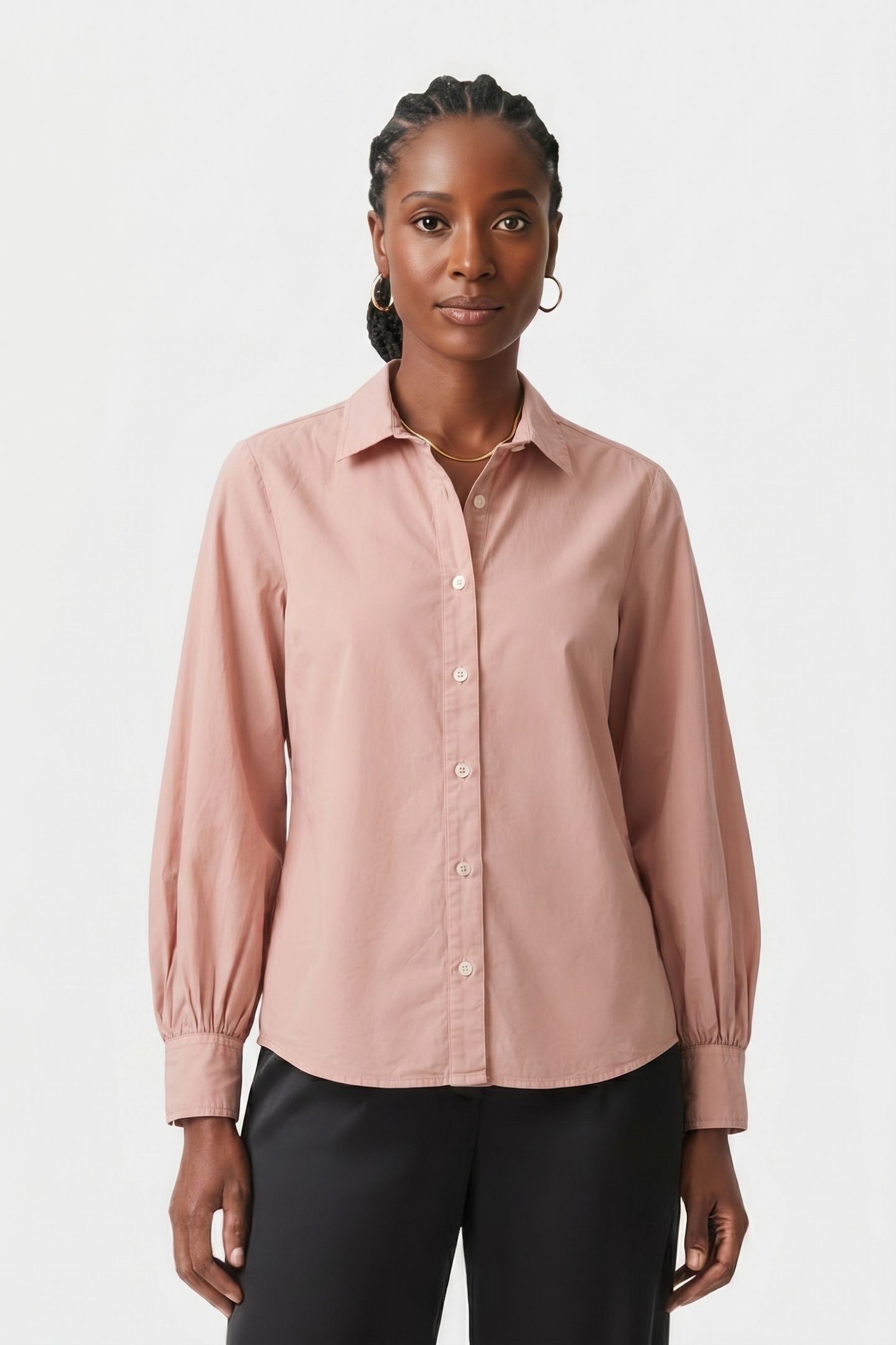 BALLOON SLEEVE SHIRT COTTON SALMON 1