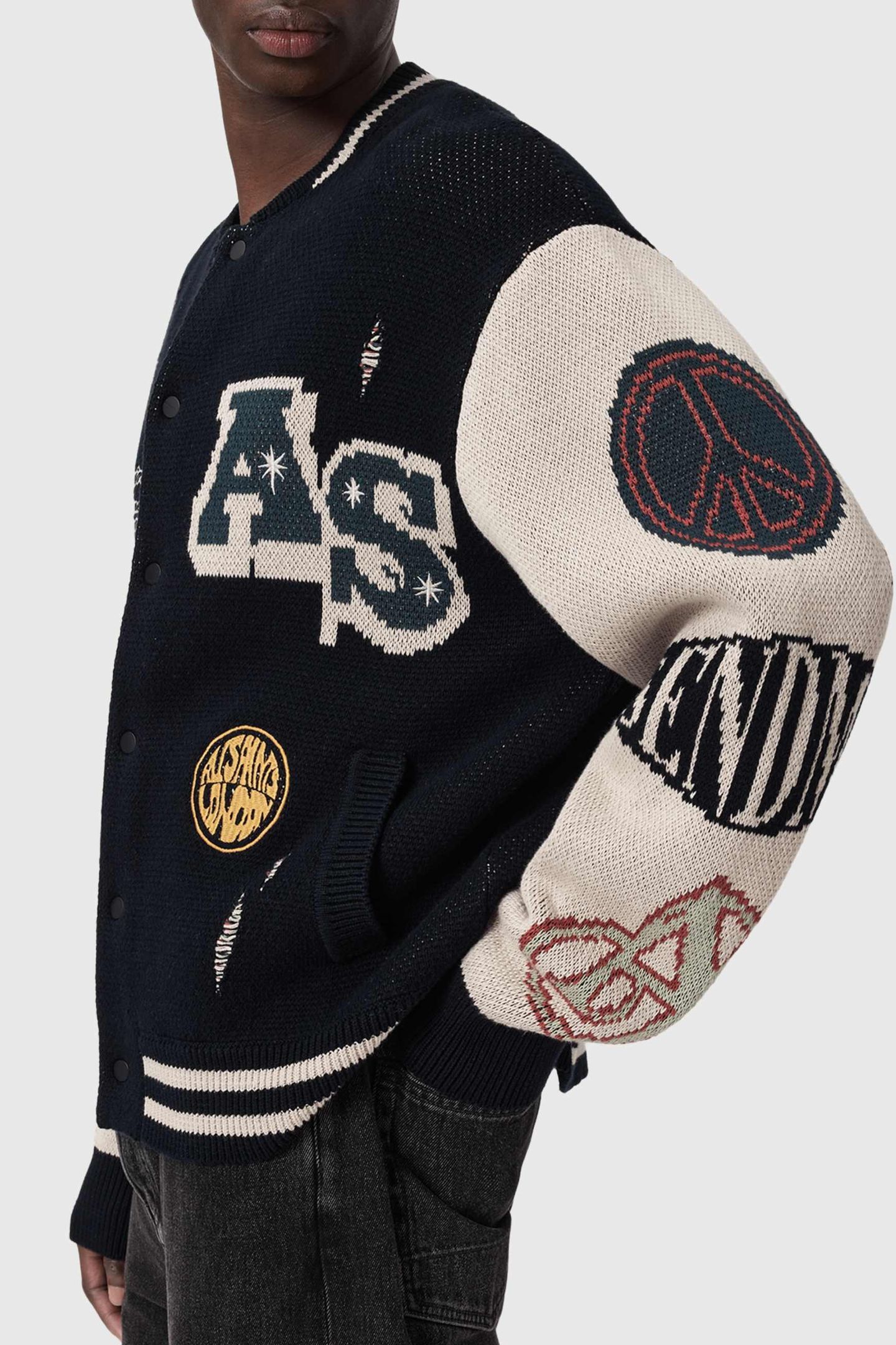 CHASE CARDIGAN BLACK/ECRU WHITE 6