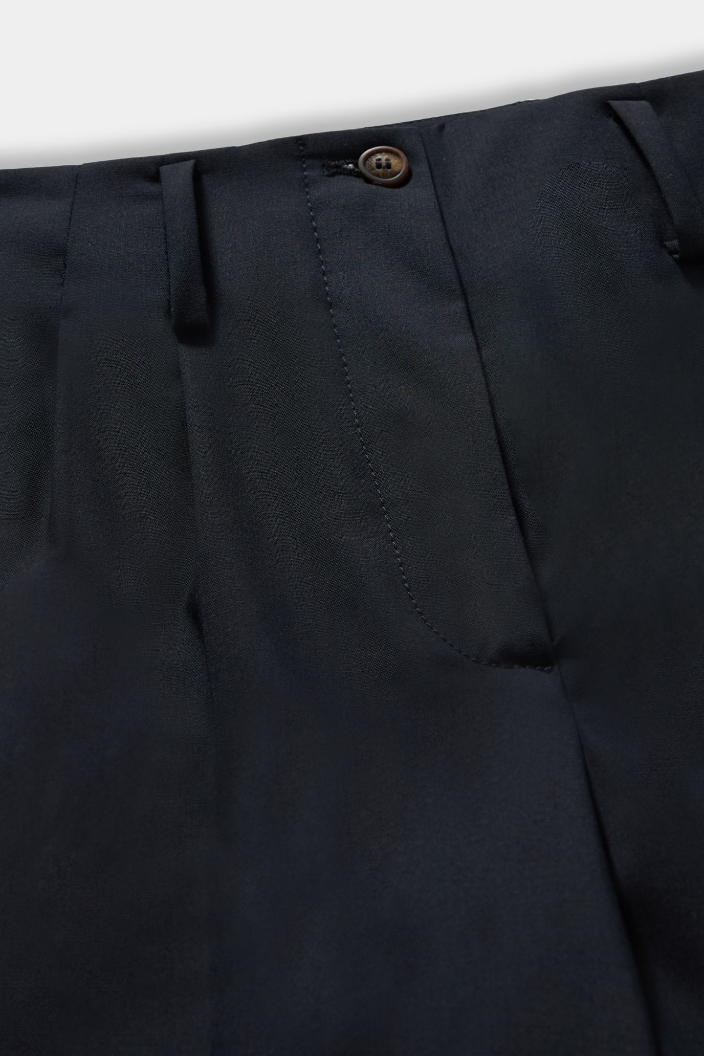 WOOL BLEND STRETCH PLEATED TROUSERS NAVY 6