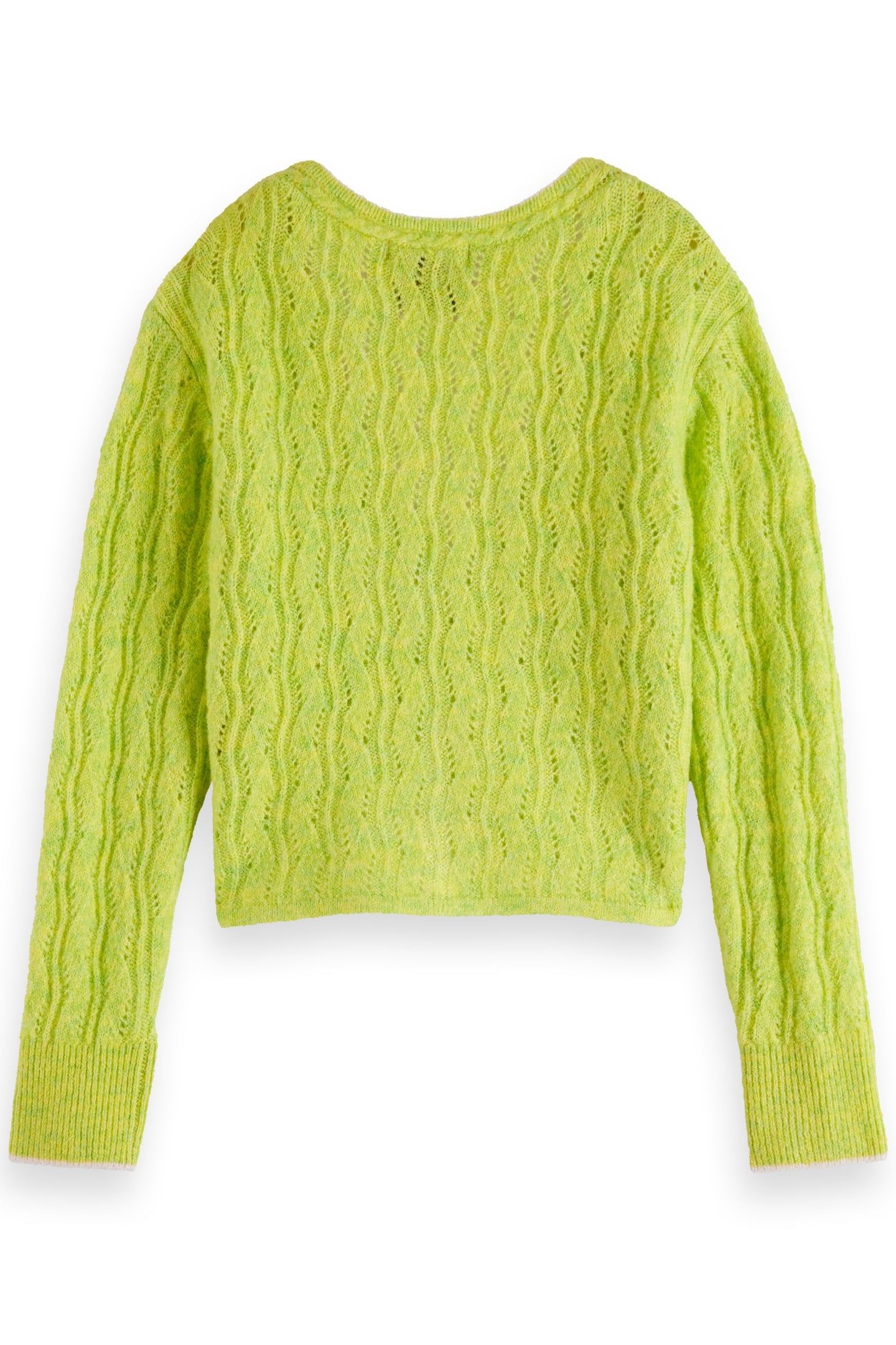 GIRL LIGHTWEIGHT AJOUR-KNITTED CARDIGAN LIMEAID MELANGE 2