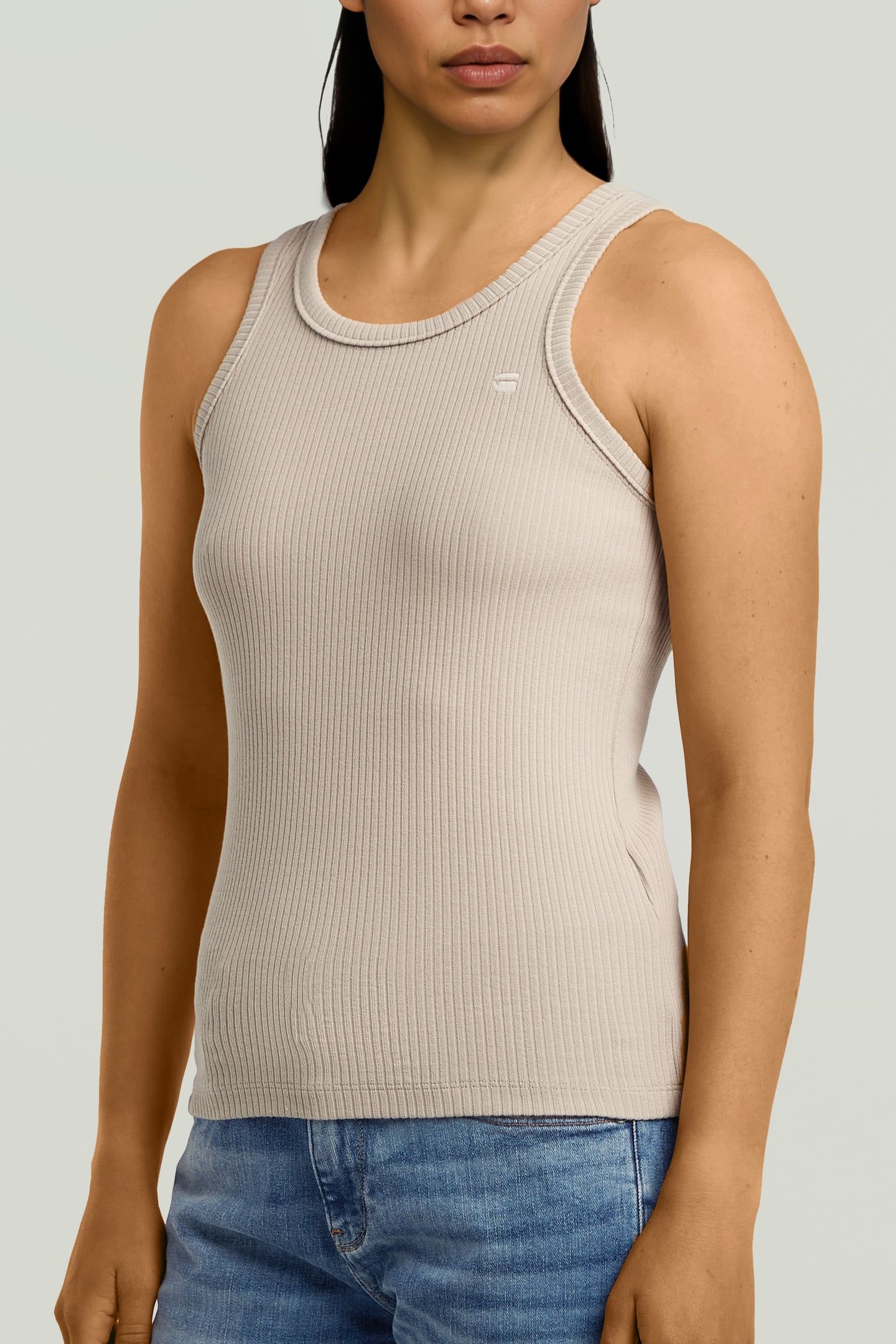 RIB TANKTOP BEIGE/KHAKI 1