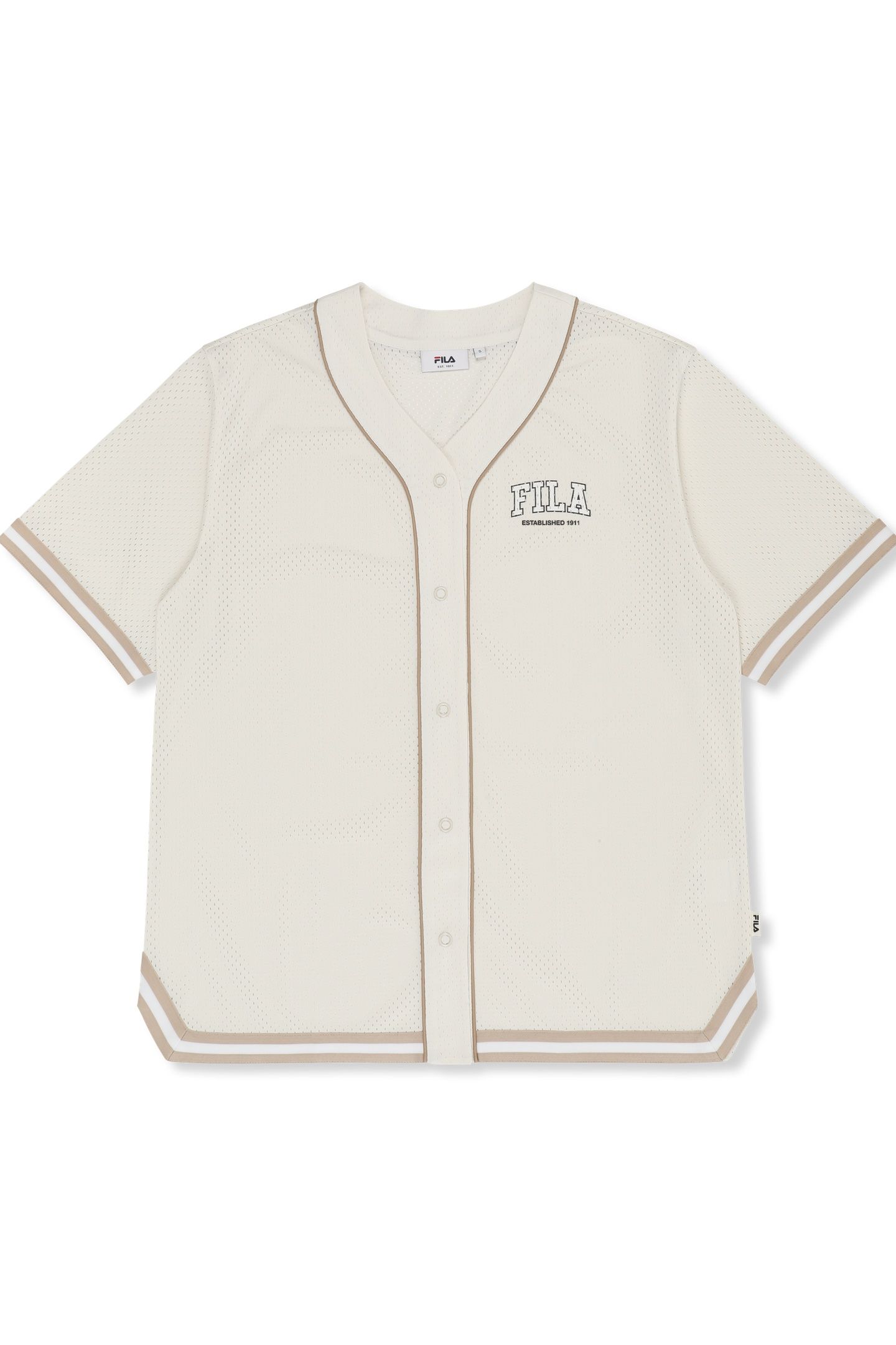 VILLANOVA OVERSIZED MESH BASEBALL SHIRT EGRET 7