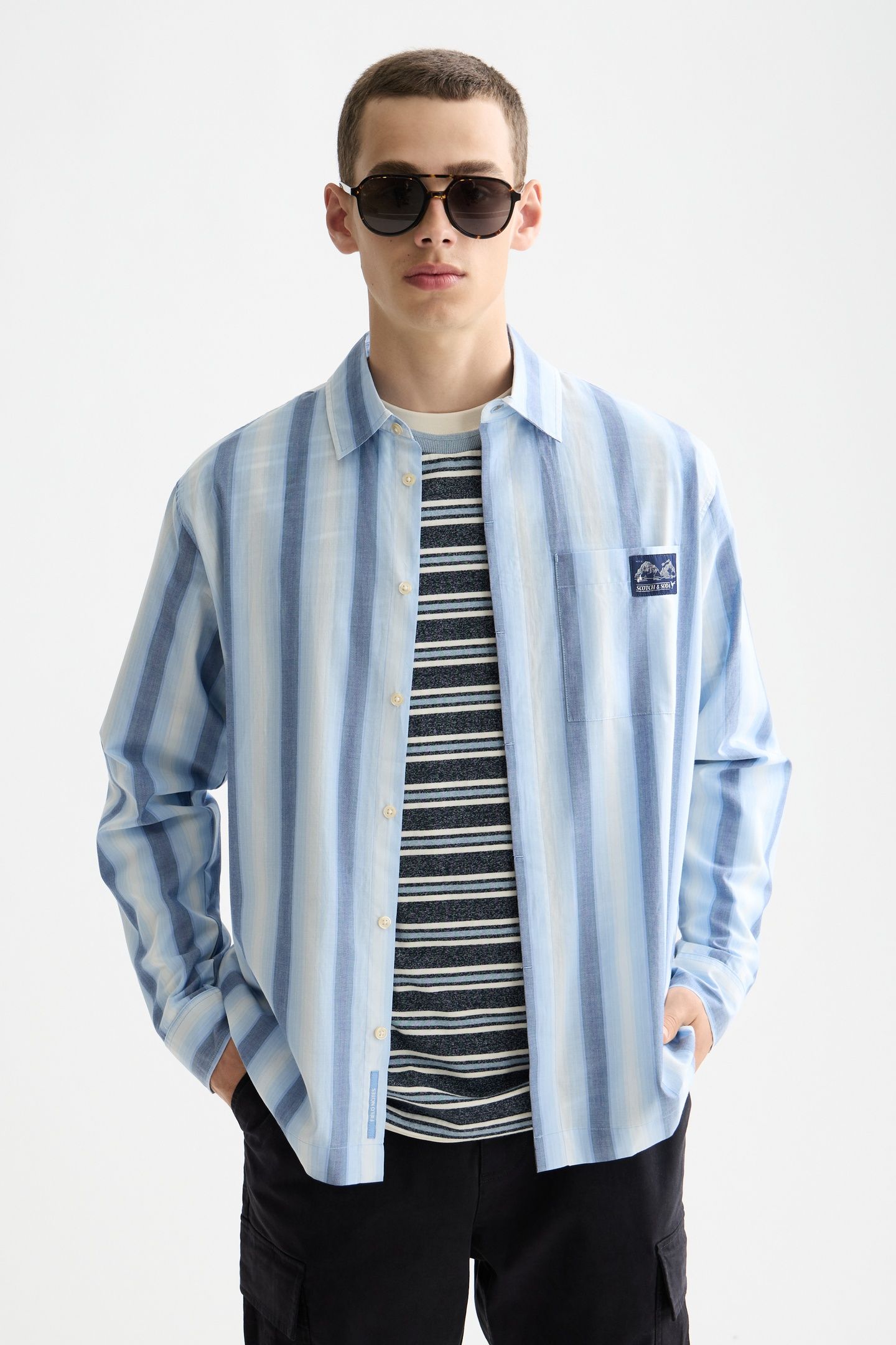 SHADOW-STRIPE RELAXED-FIT SHIRT PEACOAT SHADOW STRIPE 1