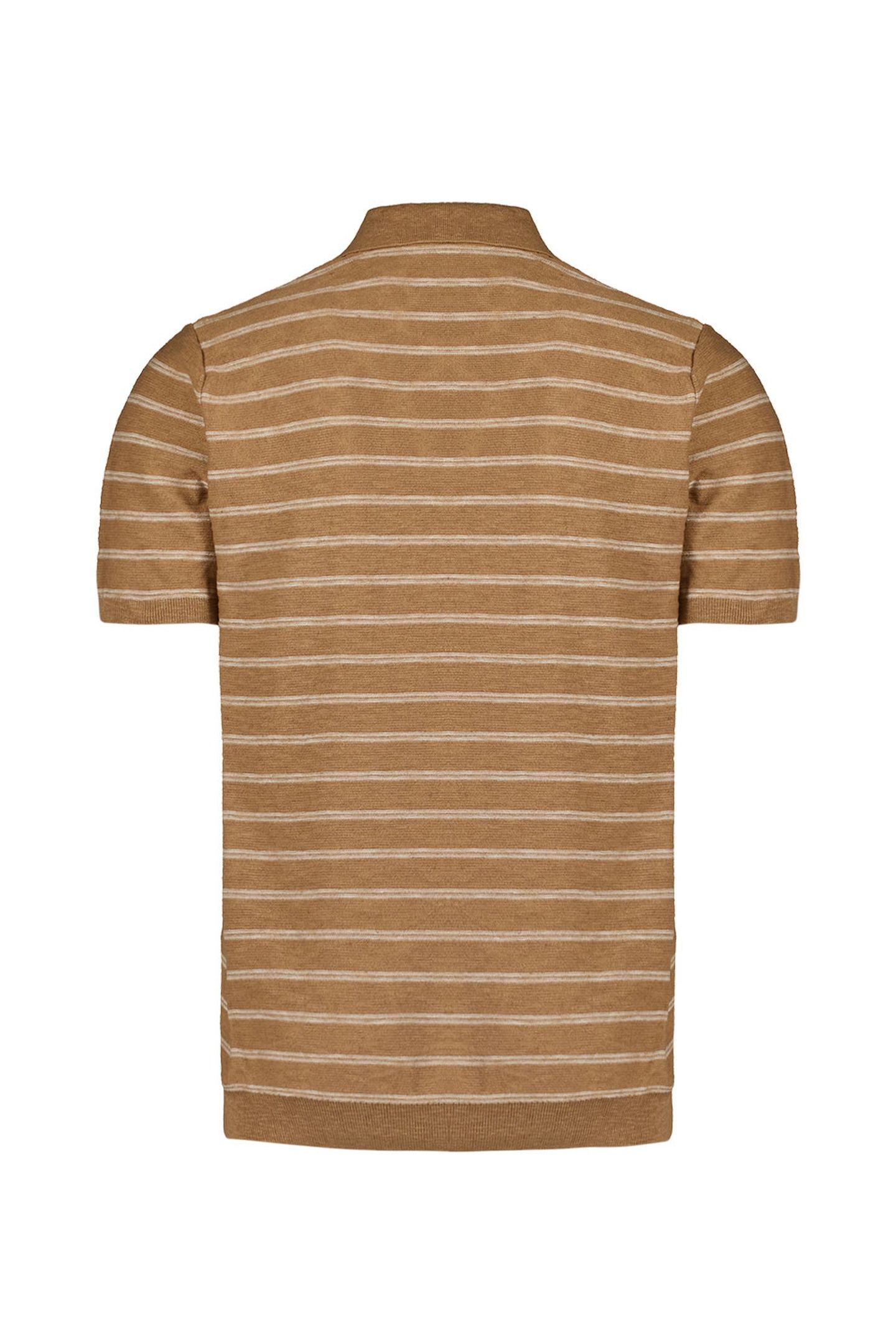 PULLOVER SHORT SLEEVE POLO V STRIPES WITH LINEN KHAKI 2