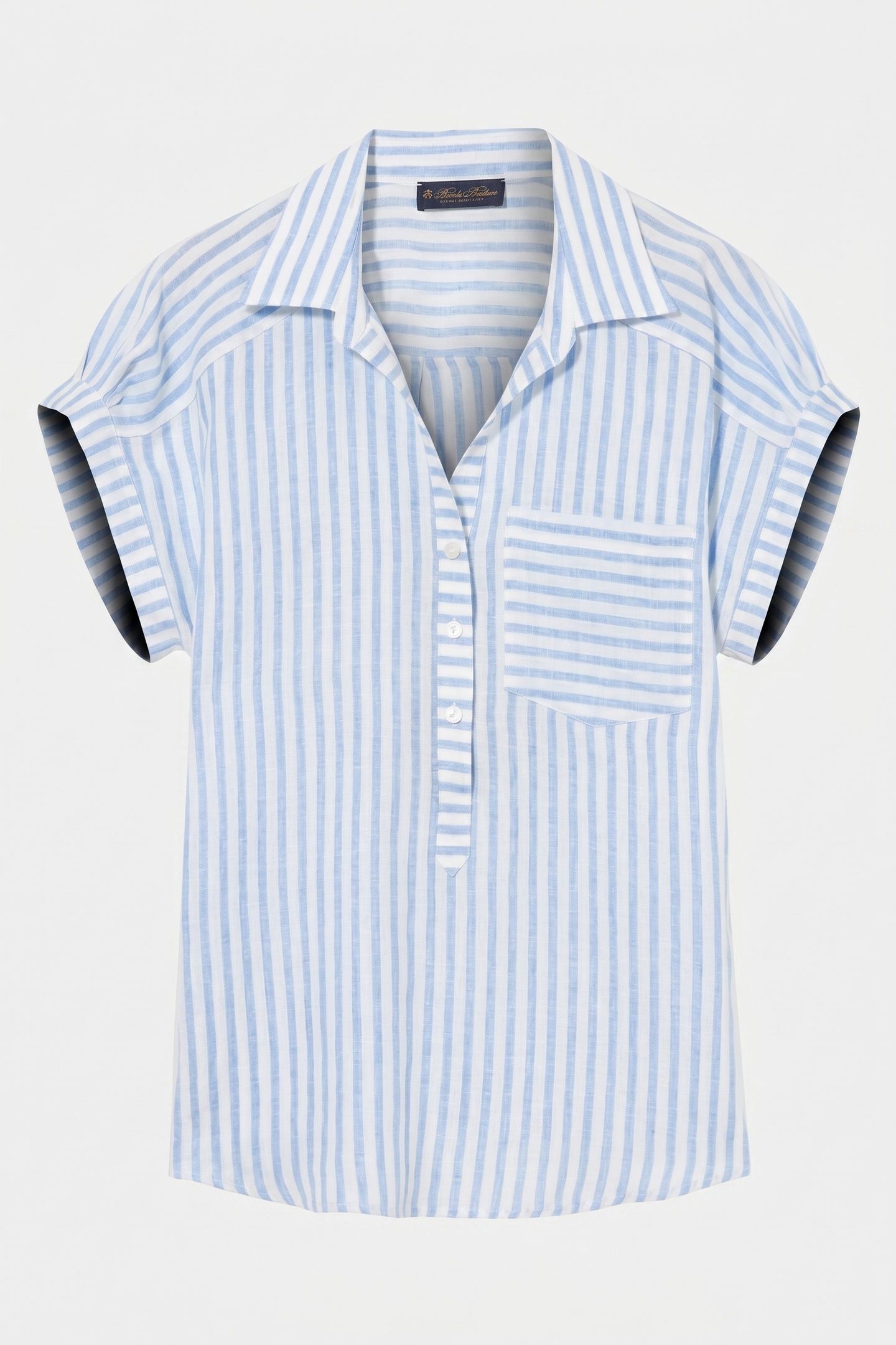 REGULAR FIT PRINTED LINEN BLOUSE LIGHT BLUE 5