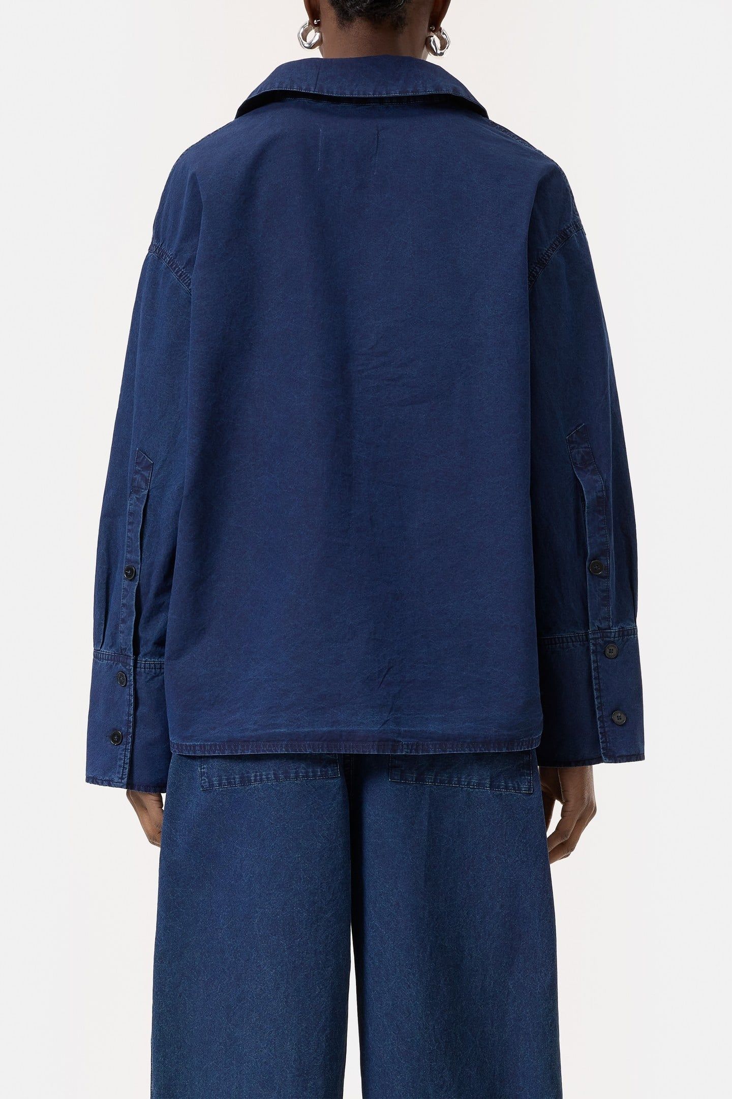 DEEP V NECK BLOUSE DARK BLUE 2