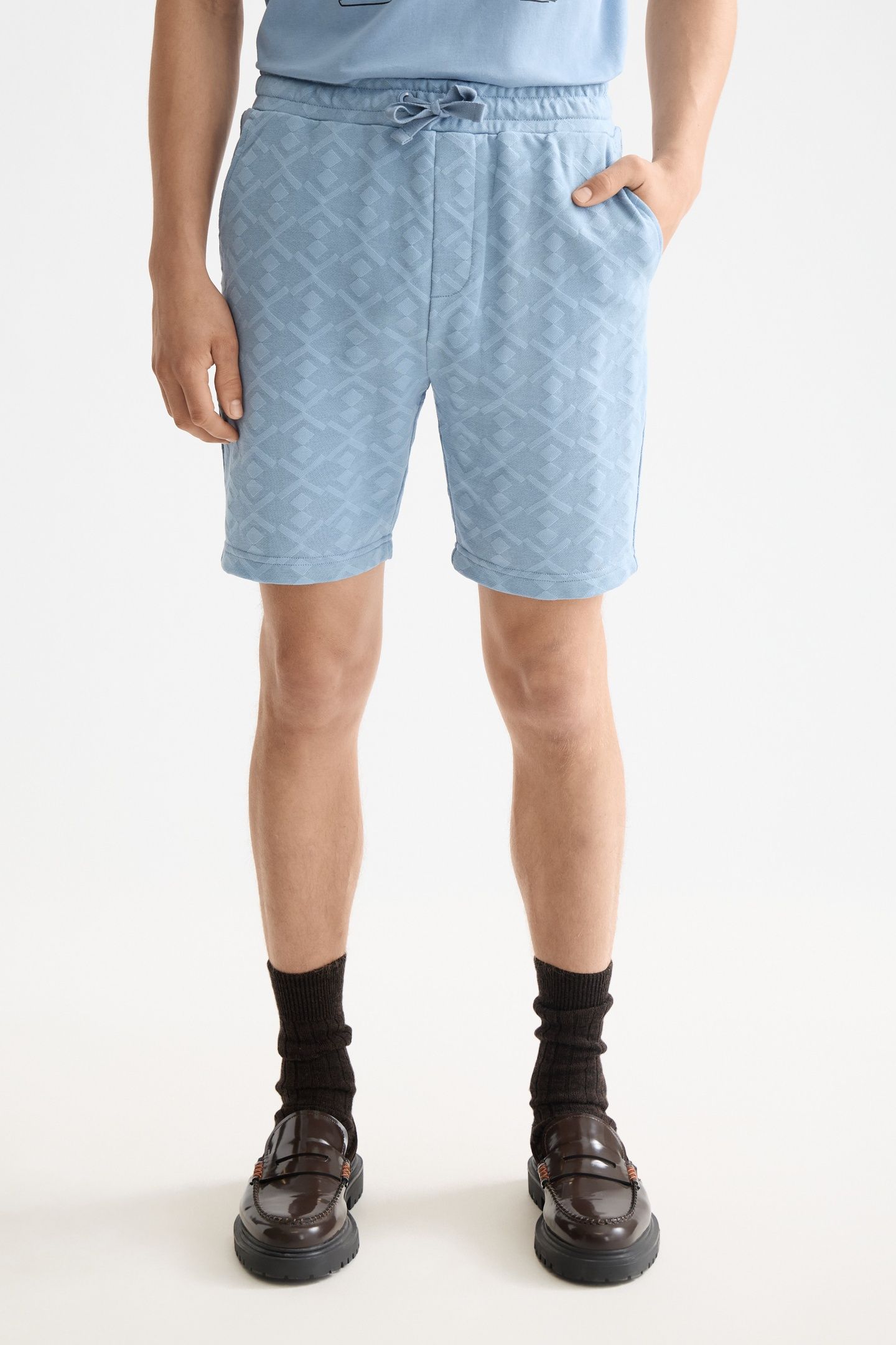 JACQUARD TERRY SWEATSHORTS FADED DENIM 1