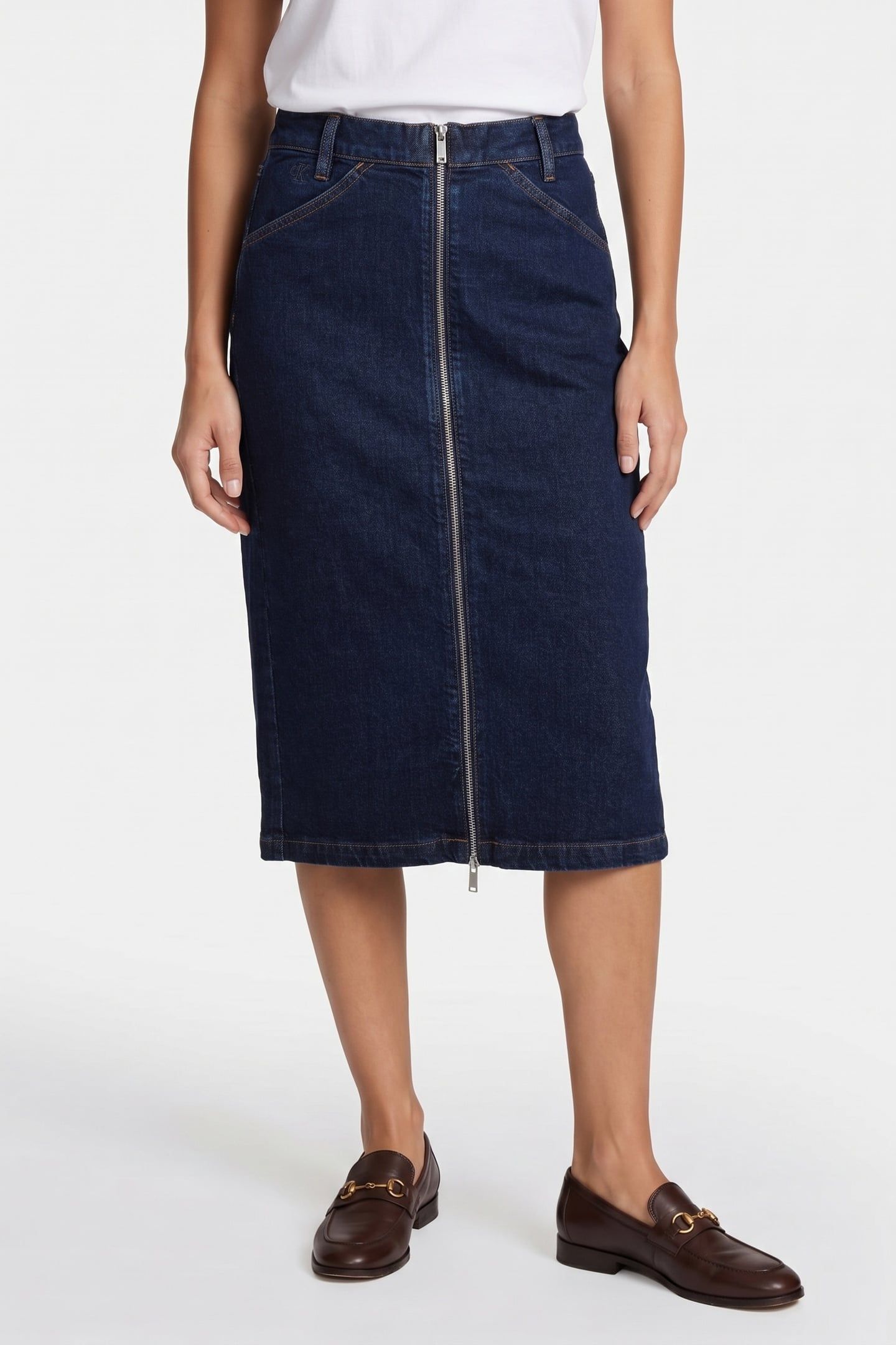 DENIM ZIP FRONT SKIRT CK CLASSIC RINSE 1