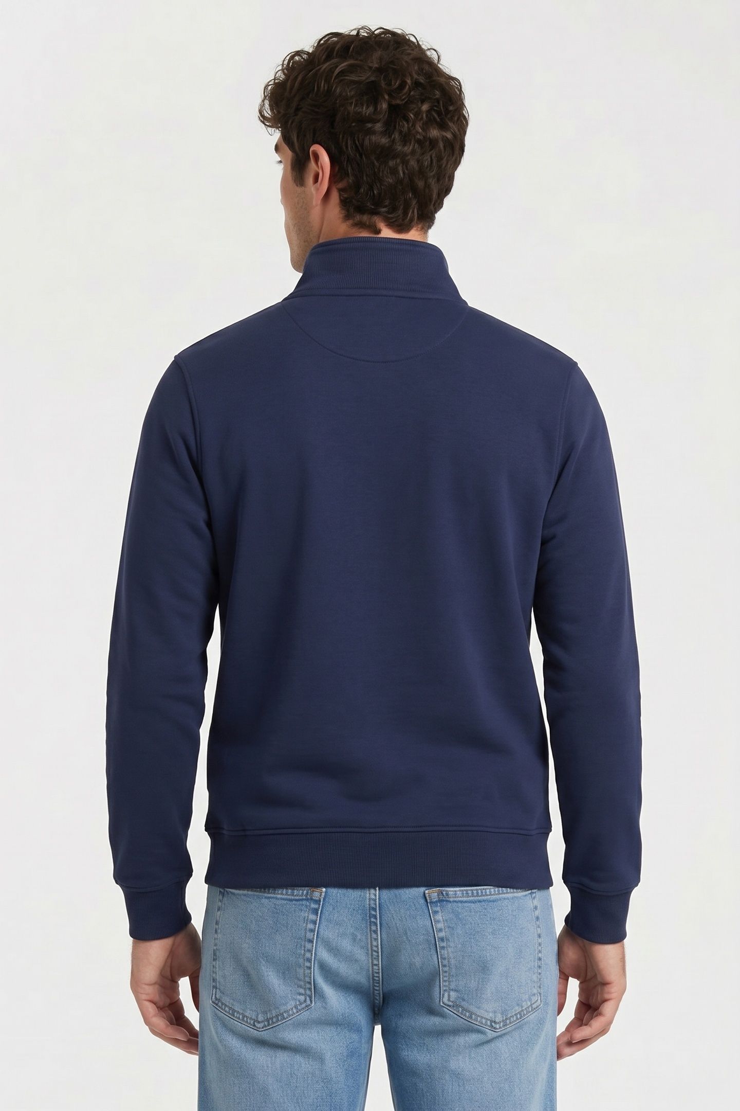 PLAIN HALF-ZIP SWEATSHIRT COTTON NAVY 2