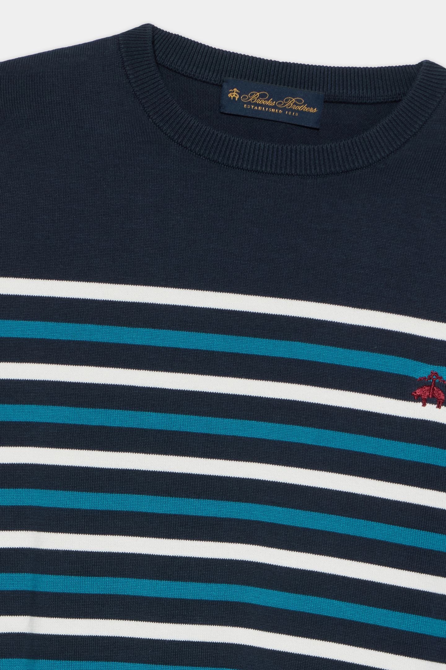 STRIPES LOGOED CREWNECK SUPIMA COTTON BLUE 4