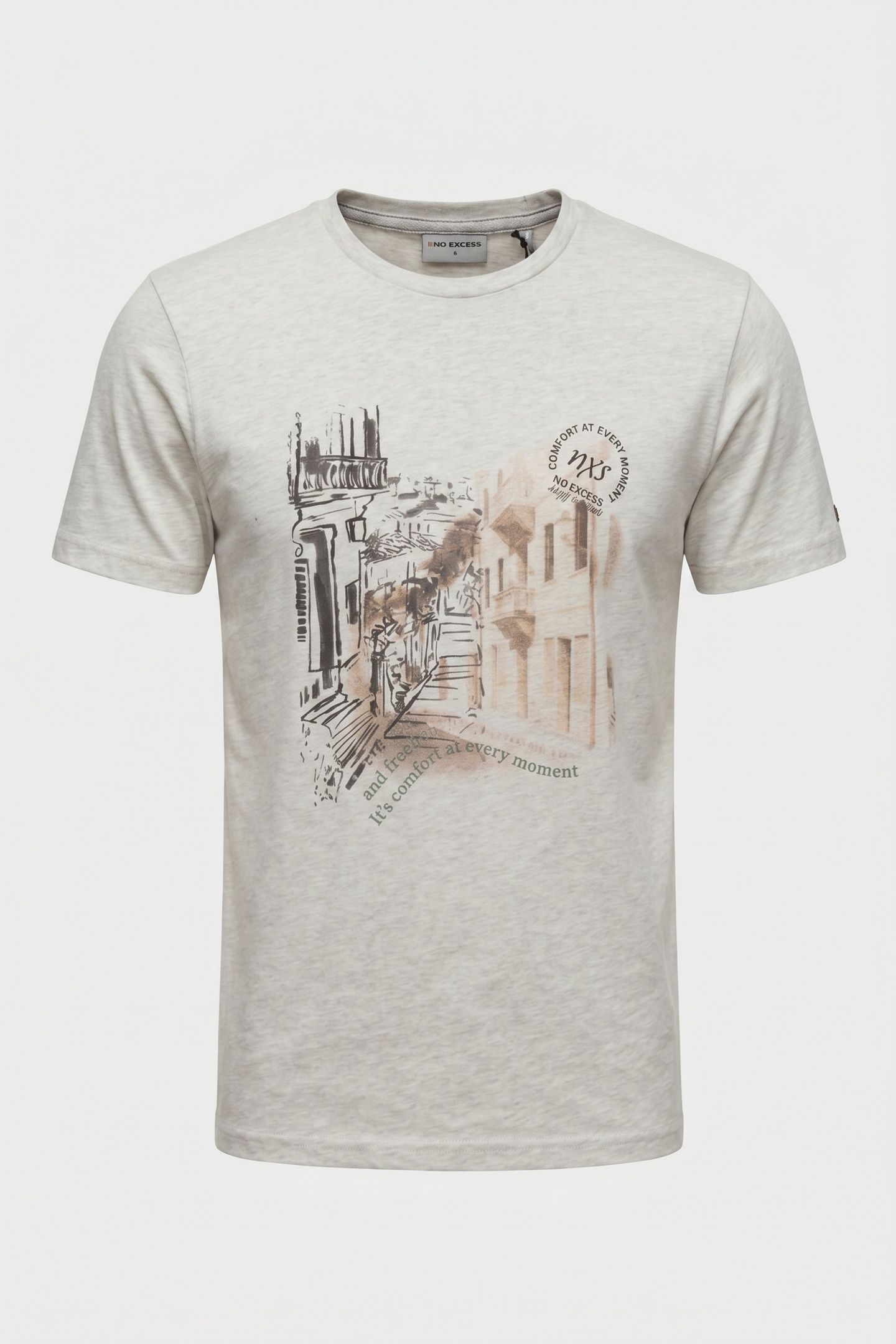 T-SHIRT CREWNECK MELANGE CHEST PRINT KIT 5