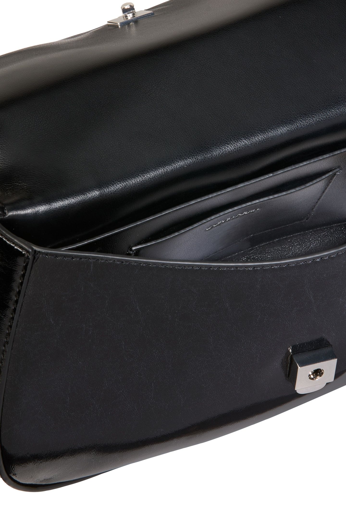 METALLIC TOP HANDLE CROSSOVER BAG BLACK 3