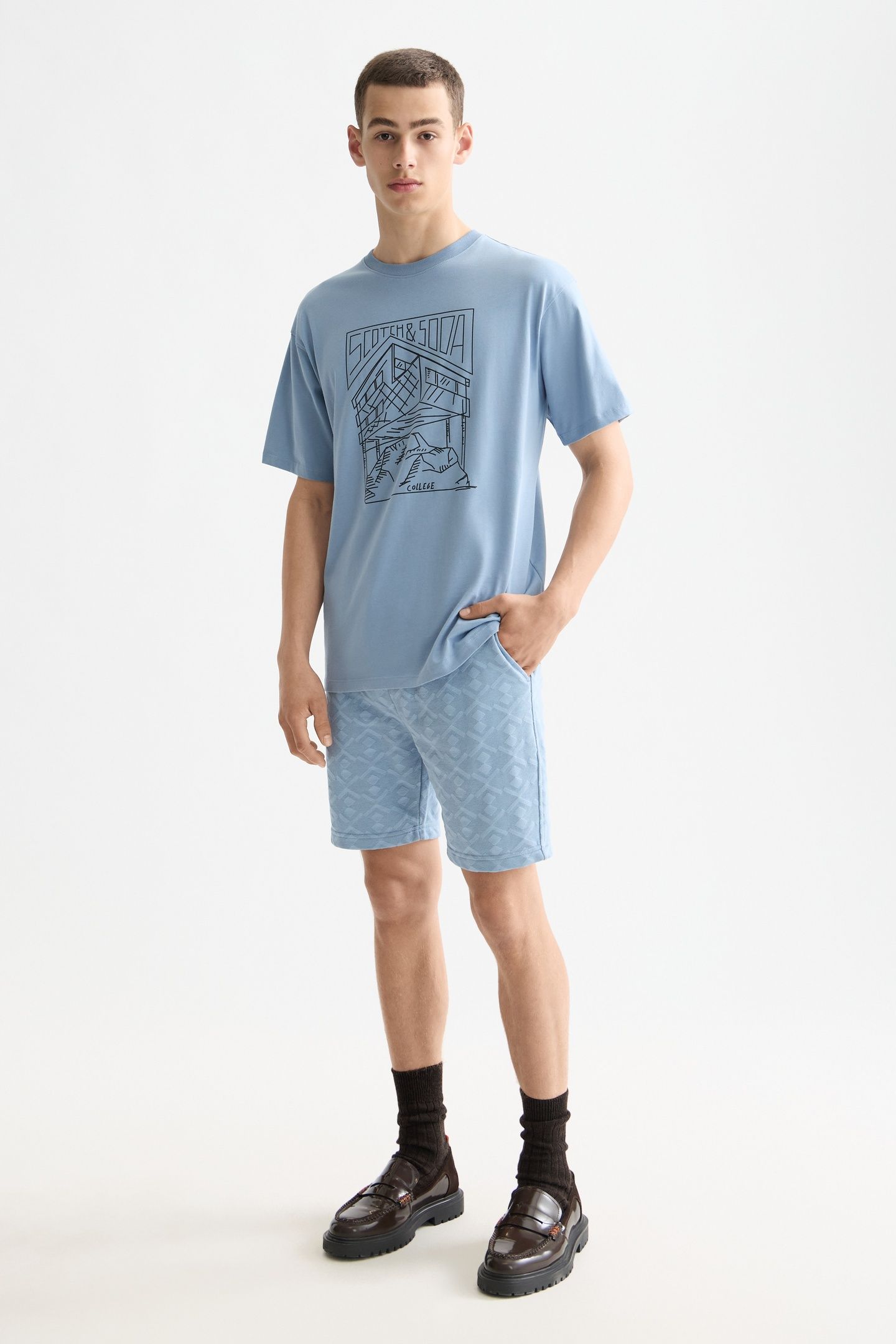 JACQUARD TERRY SWEATSHORTS FADED DENIM 3