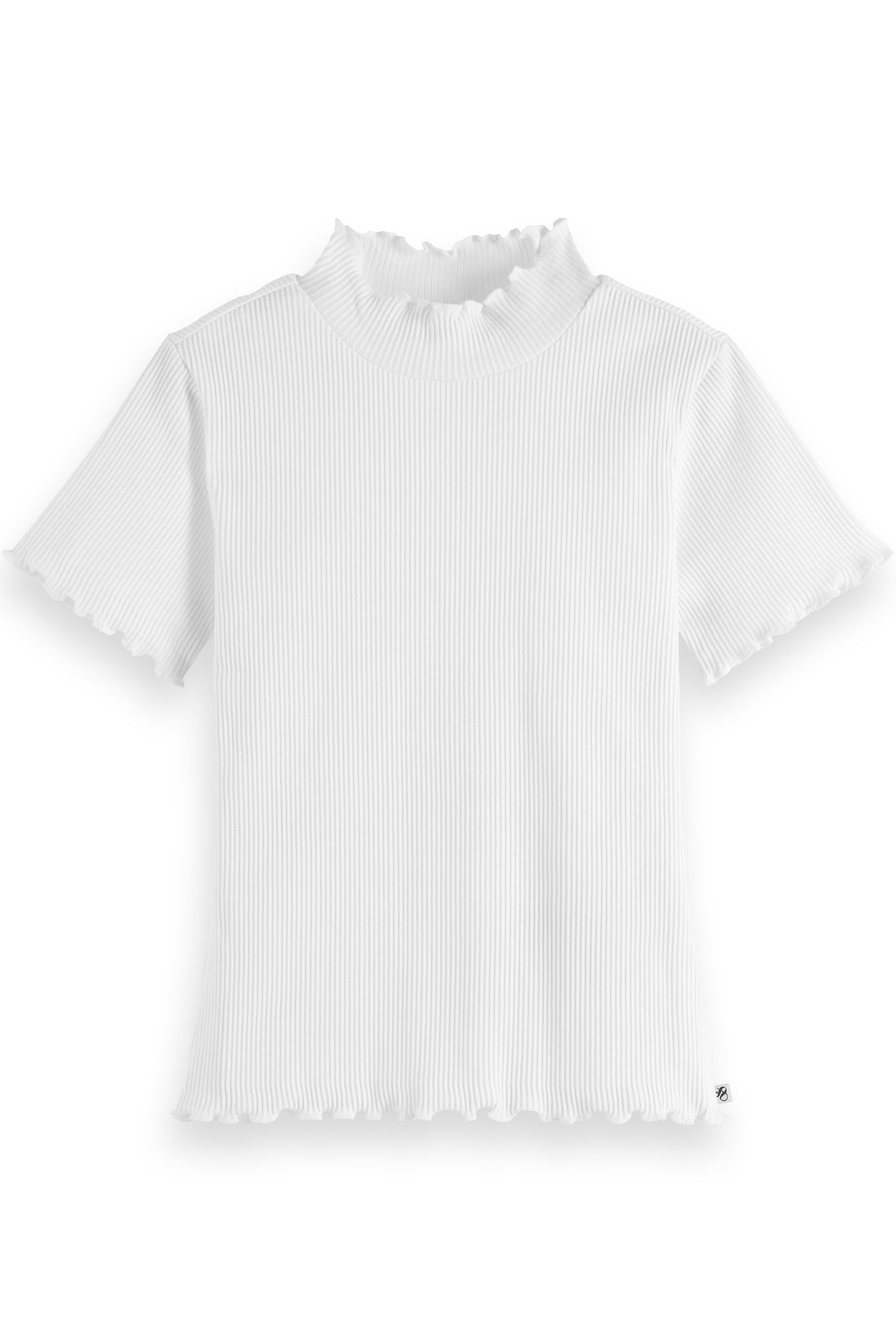 GIRL CORE MOCK NECK RIBBED SLIM-FIT SS T-SHIRT BRIGHT WHITE 1