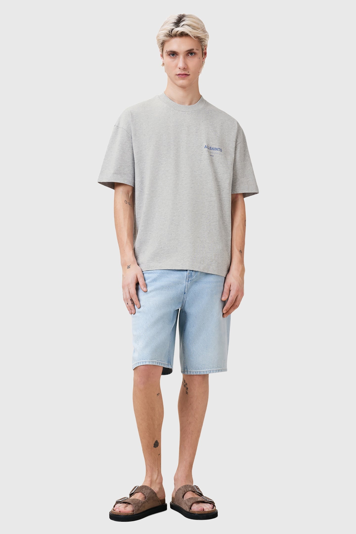 UNDERGROUND SS CREW GREY MARL/BLUE 1