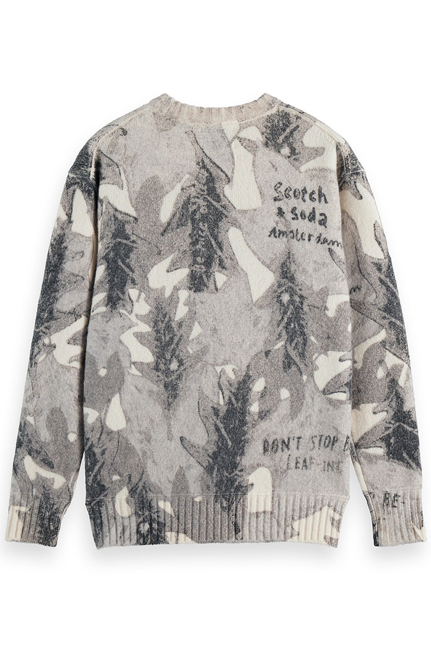 PRINTED DROPPED SHOULDER PULLOVER LEAF CAMO EGGNOG AOP 5