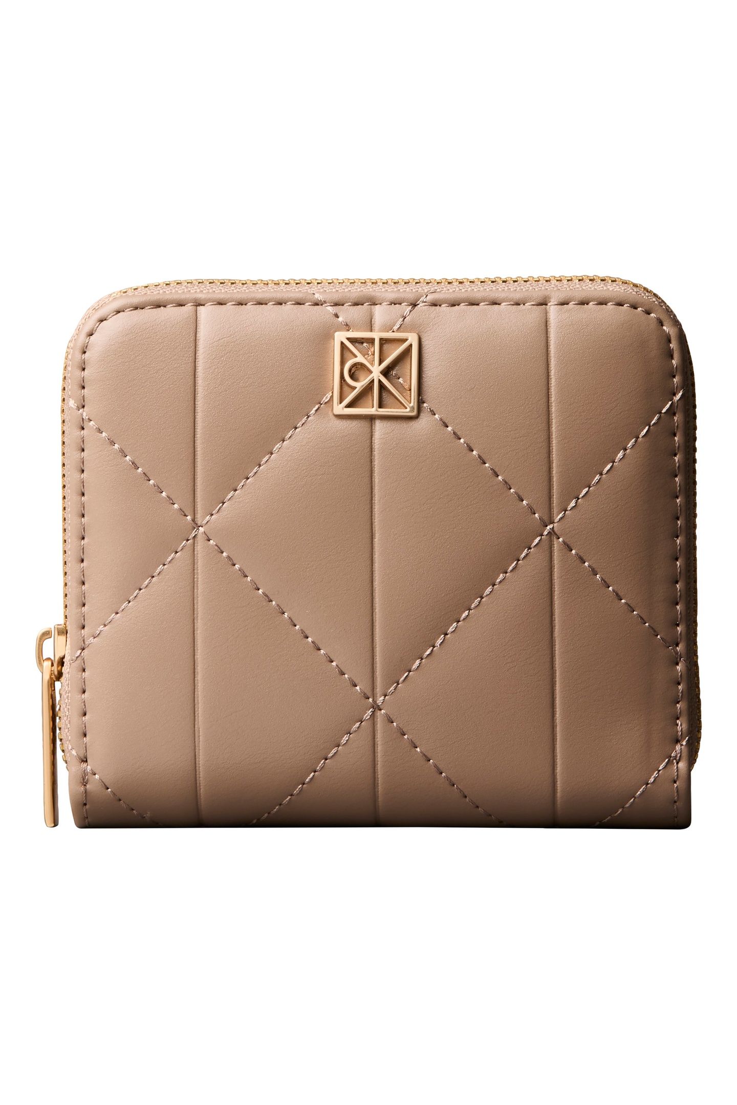 QUILTED SQUARE ZIP WALLET DESERT TAUPE 1