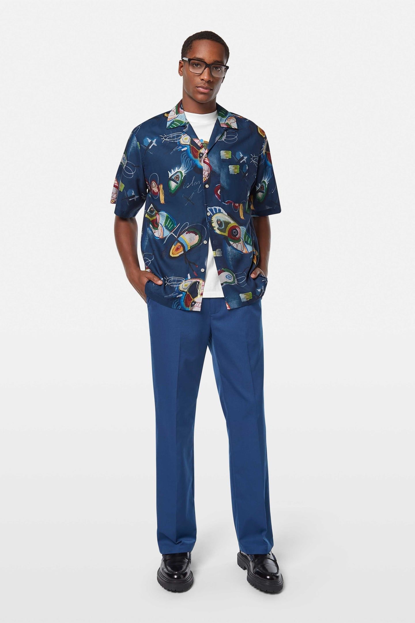 AOP SHORT-SLEEVED RELAXED-FIT TENCEL SHIRT ABSTRACT ISLAND N 1