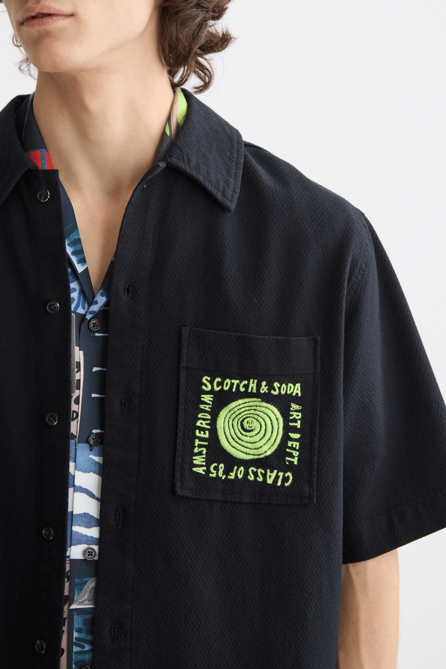STRUCTURED COTTON SHORT-SLEEVED SHIRT CHARCOAL ART 6