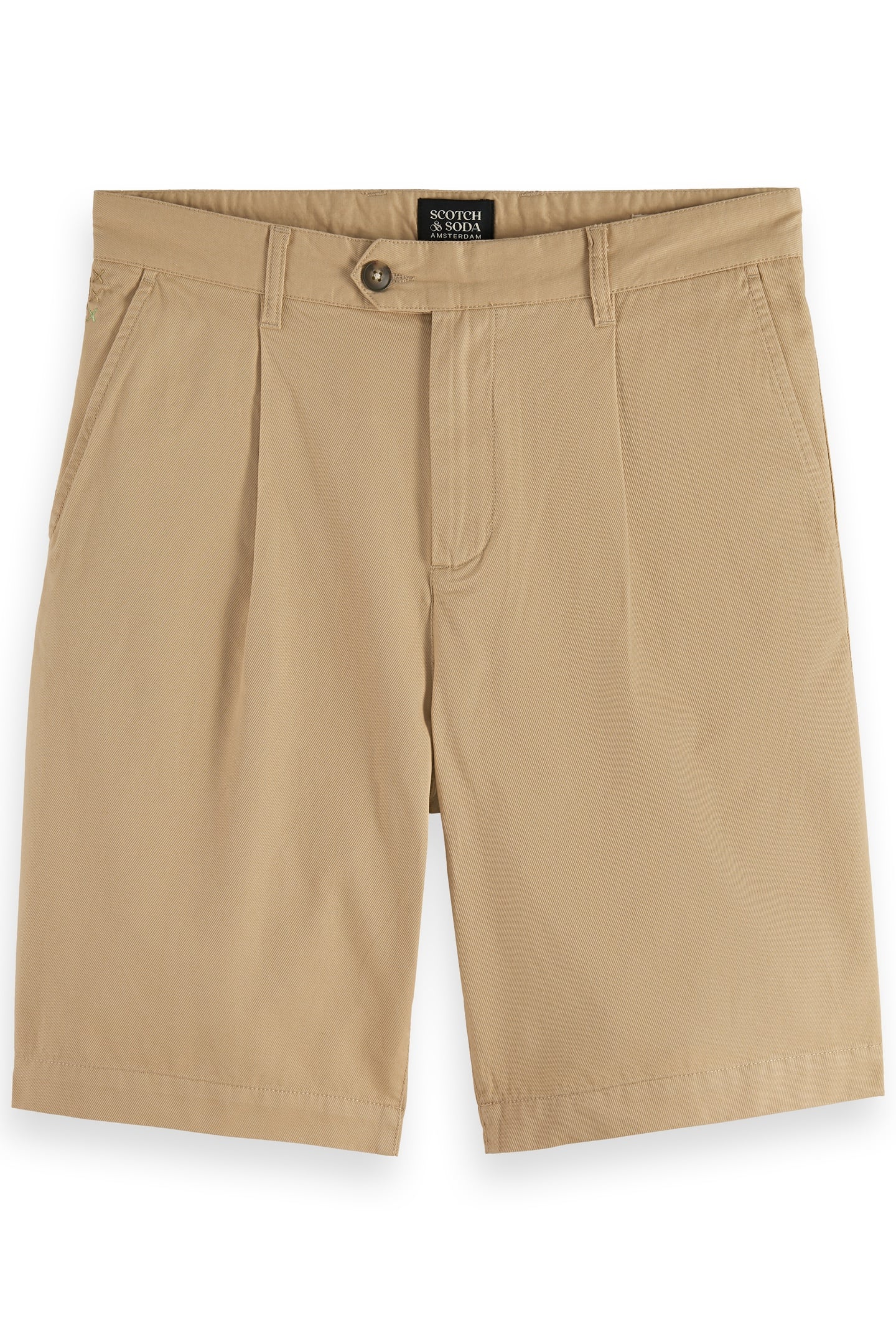 PLEATED WIDE FIT COTTON-TWILL BERMUDA SHORT SOFT CAMEL 1