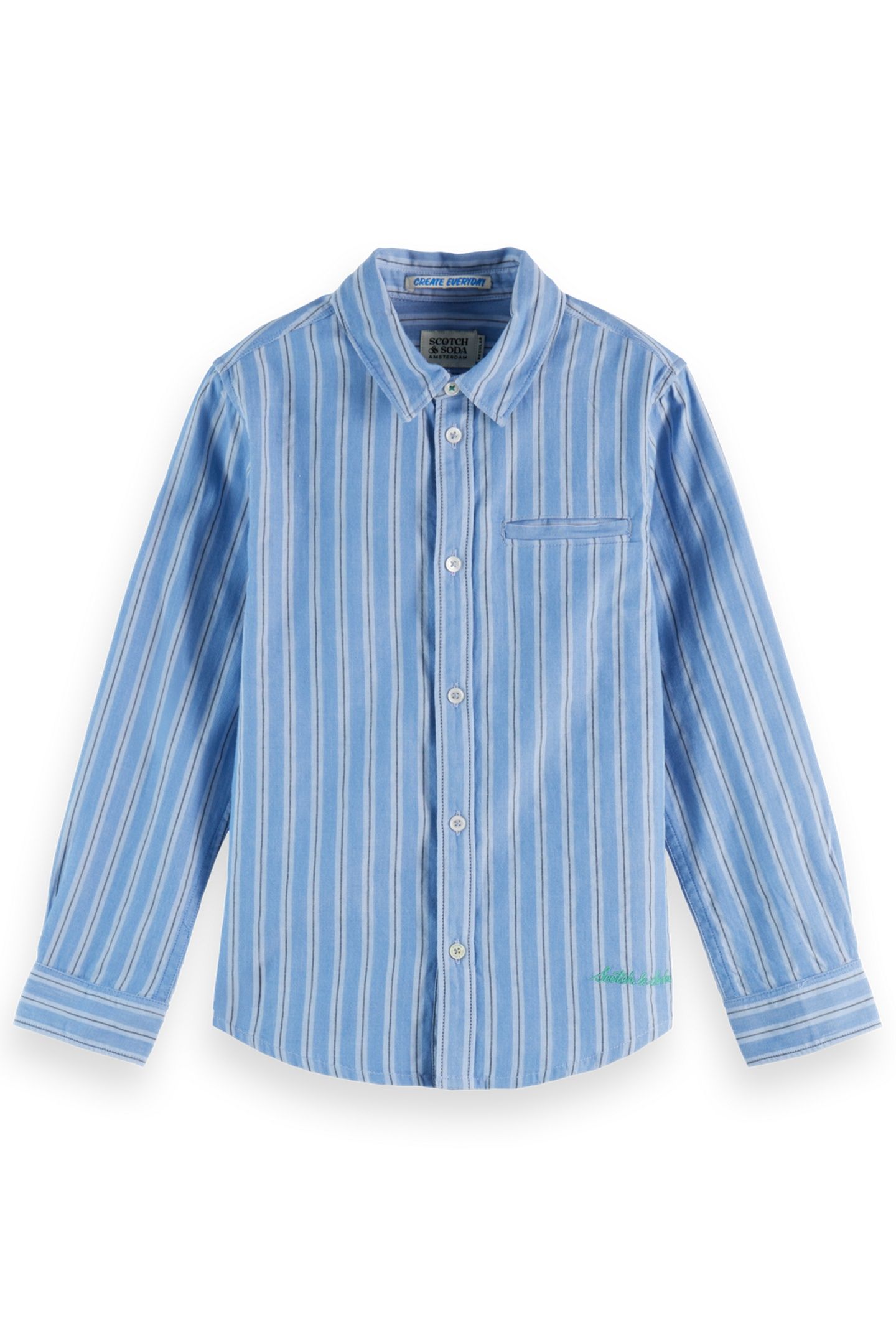 BOY REGULAR-FIT CLASSIC YARN-DYED SHIRT BLUE/ AGATE GREEN ST 1