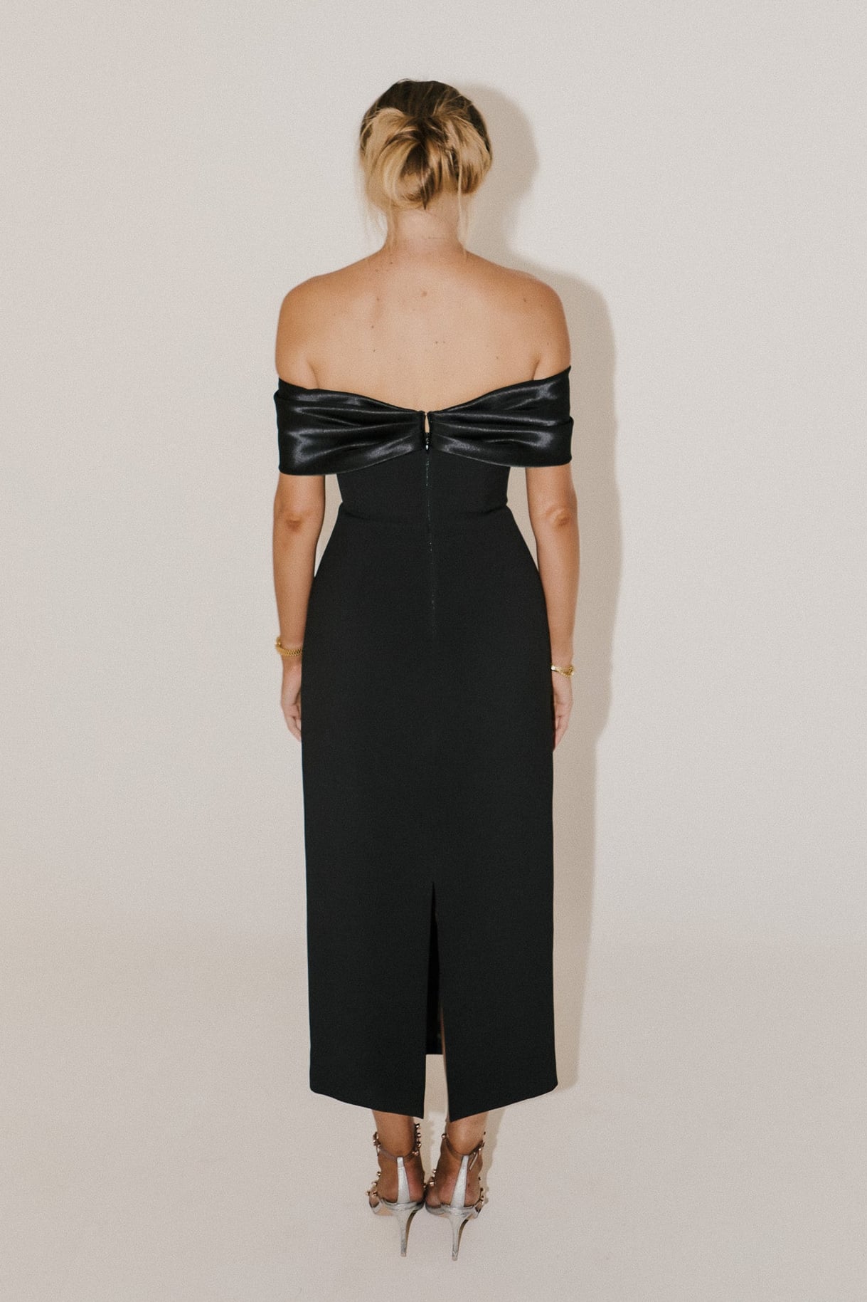 BOW MIDI DRESS BLACK 3