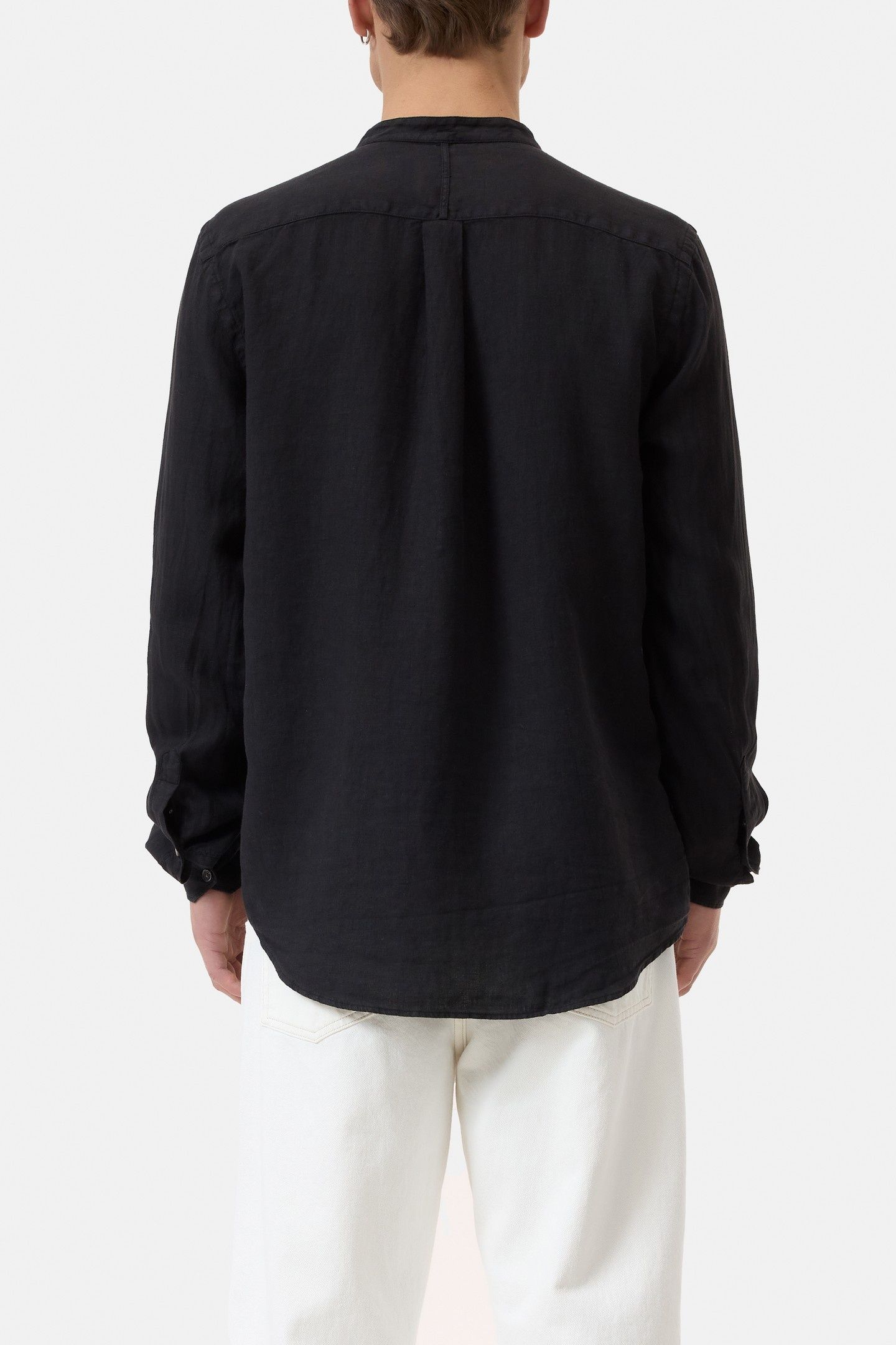 COLLARLESS SHIRT BLACK 5