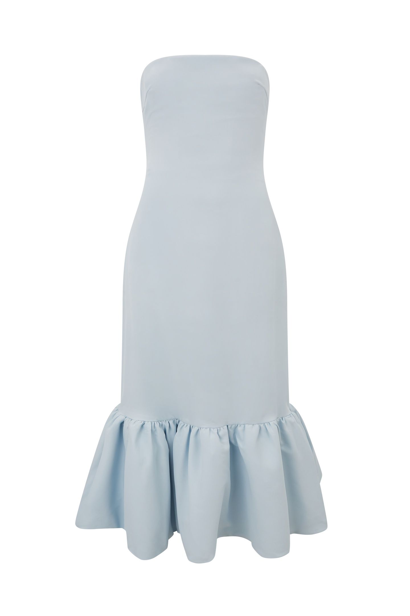 STRAPLESS PEPLUM MIDI DRESS BLUE 3